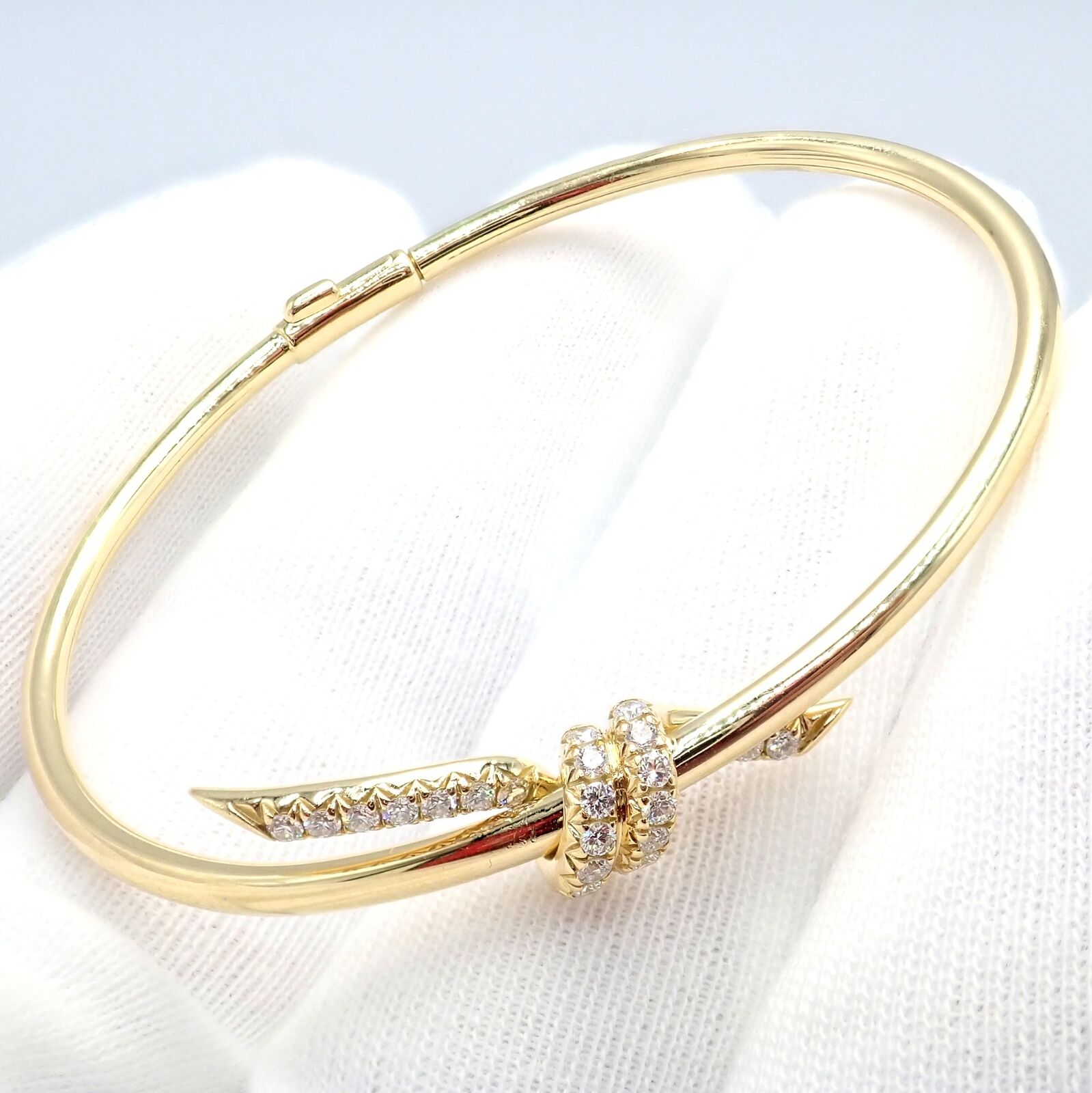 Tiffany & Co. Jewelry & Watches:Fine Jewelry:Bracelets & Charms Authentic! Tiffany & Co 18k Yellow Gold Diamond Knot Bangle Bracelet