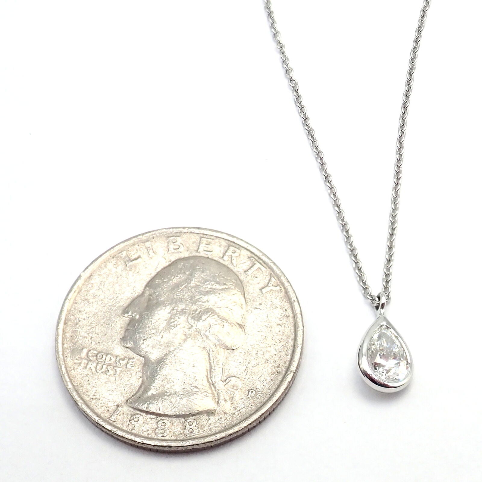 Tiffany & Co. Jewelry & Watches:Fine Jewelry:Necklaces & Pendants Authentic! Tiffany & Co Peretti Platinum Diamond Pear 0.50ct Pendant Necklace