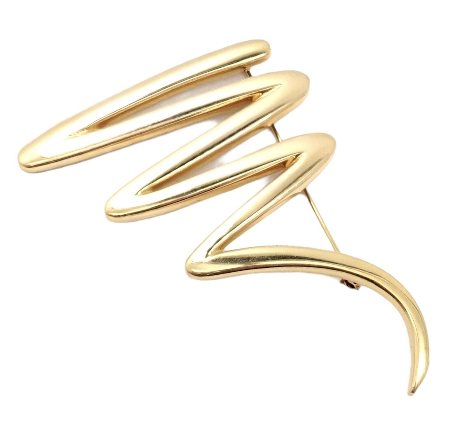 Tiffany & Co. Jewelry & Watches:Fine Jewelry:Brooches & Pins Rare Tiffany & Co 18k Yellow Gold Picasso Large Squiggle Zig Zag Pin Brooch 1983