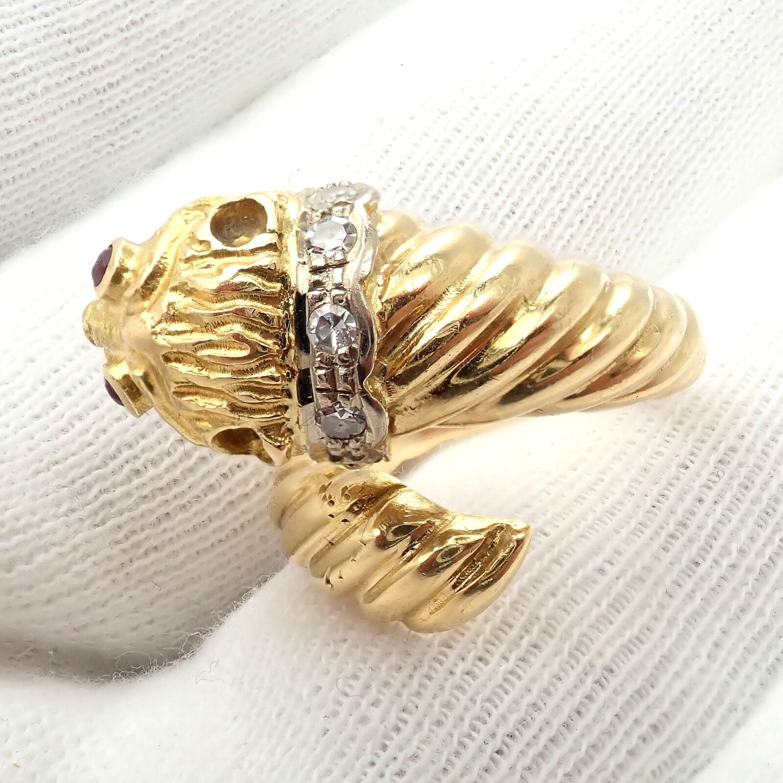 Lalaounis Jewelry & Watches:Fine Jewelry:Rings Authentic! Ilias Lalaounis 18k Yellow Gold Chimera Diamond Ruby Ring