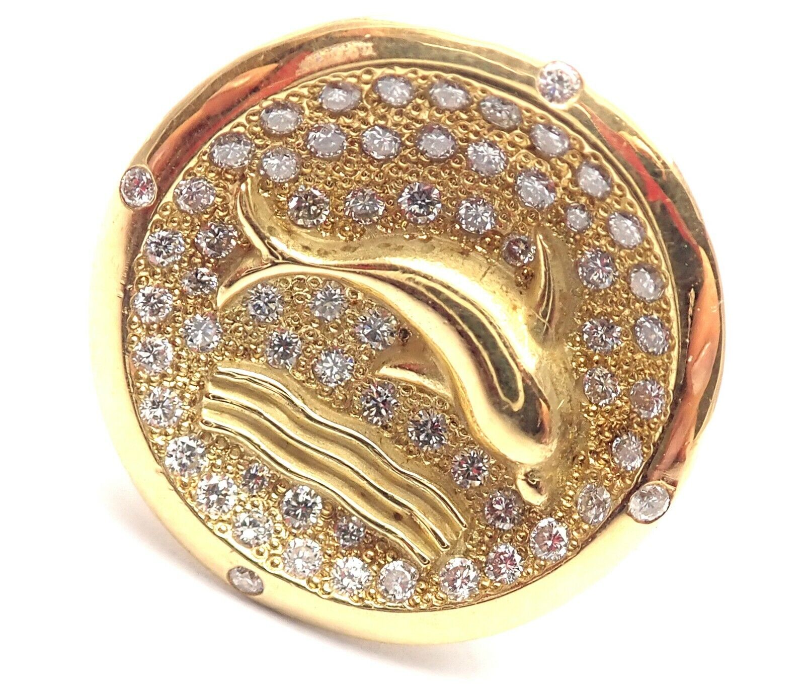 Temple St. Clair Jewelry & Watches:Fine Jewelry:Rings New! Authentic Temple St Clair 18k Yellow Gold Diamond Dolphin Ring + Pouch