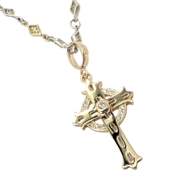 Authentic! Loree Rodkin 18k Yellow Gold + Silver Cross Diamond