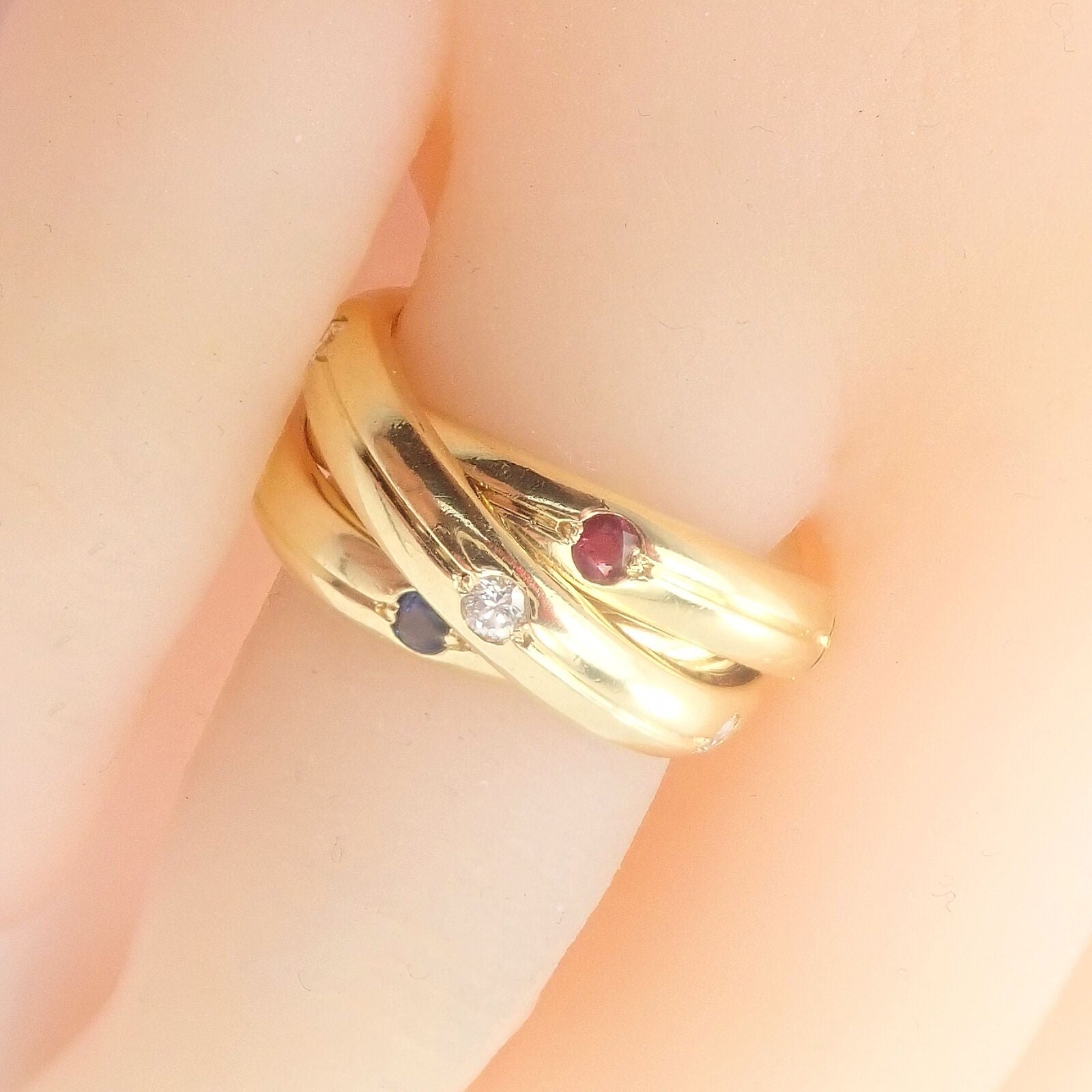 Cartier Jewelry & Watches:Fine Jewelry:Rings Authentic! Cartier 18k Yellow Gold Ruby Diamond Constellation Trinity Ring
