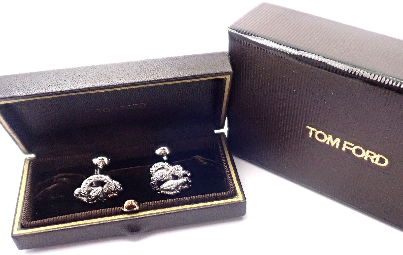 Tom Ford Jewelry & Watches:Men's Jewelry:Cufflinks Rare! Authentic Tom Ford 18k White Gold Snake Cufflinks Box