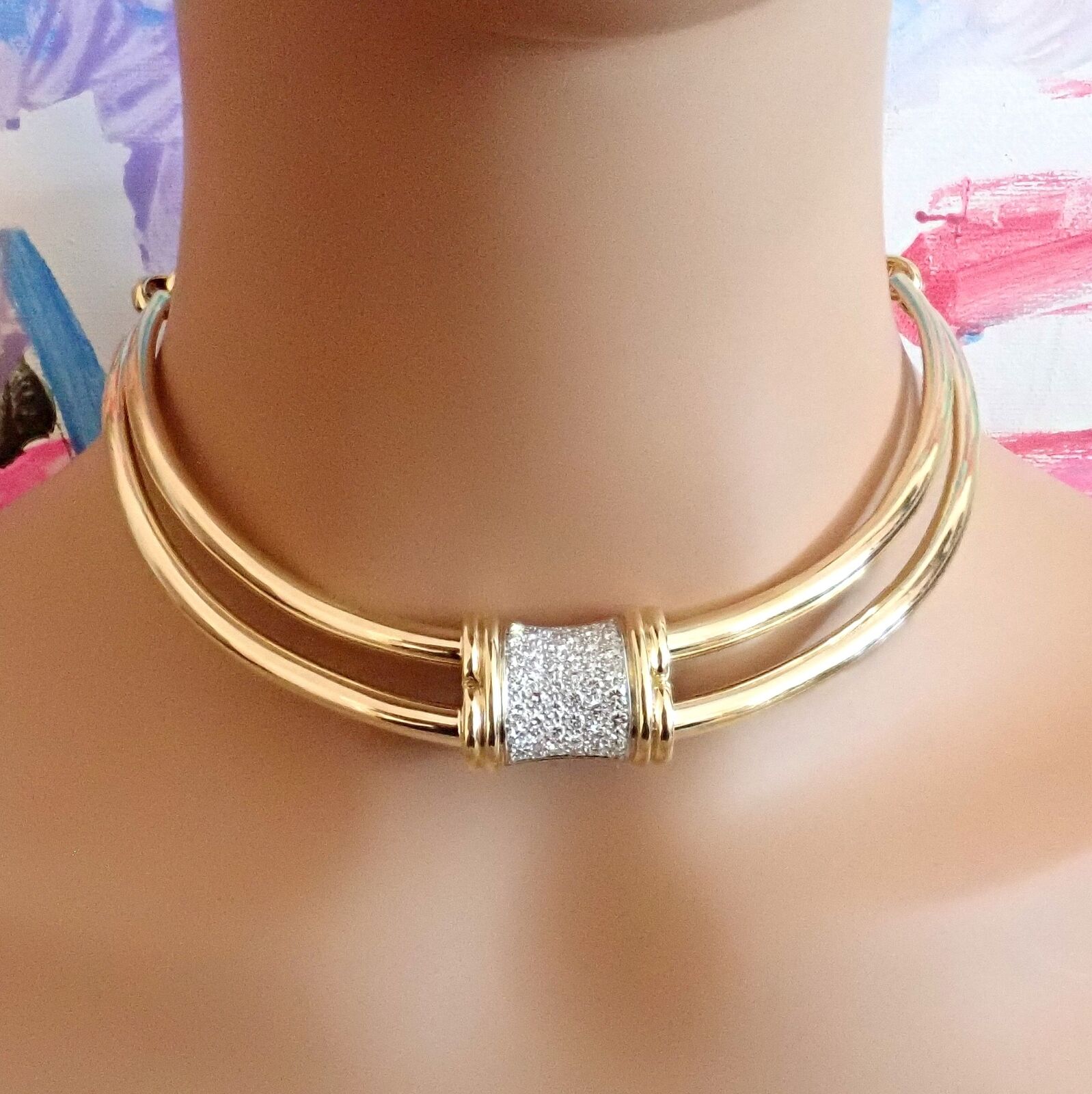 Tiffany & Co. Jewelry & Watches:Fine Jewelry:Necklaces & Pendants Authentic! Tiffany & Co 18k Yellow Gold 2ct Diamond Collar Necklace 15"