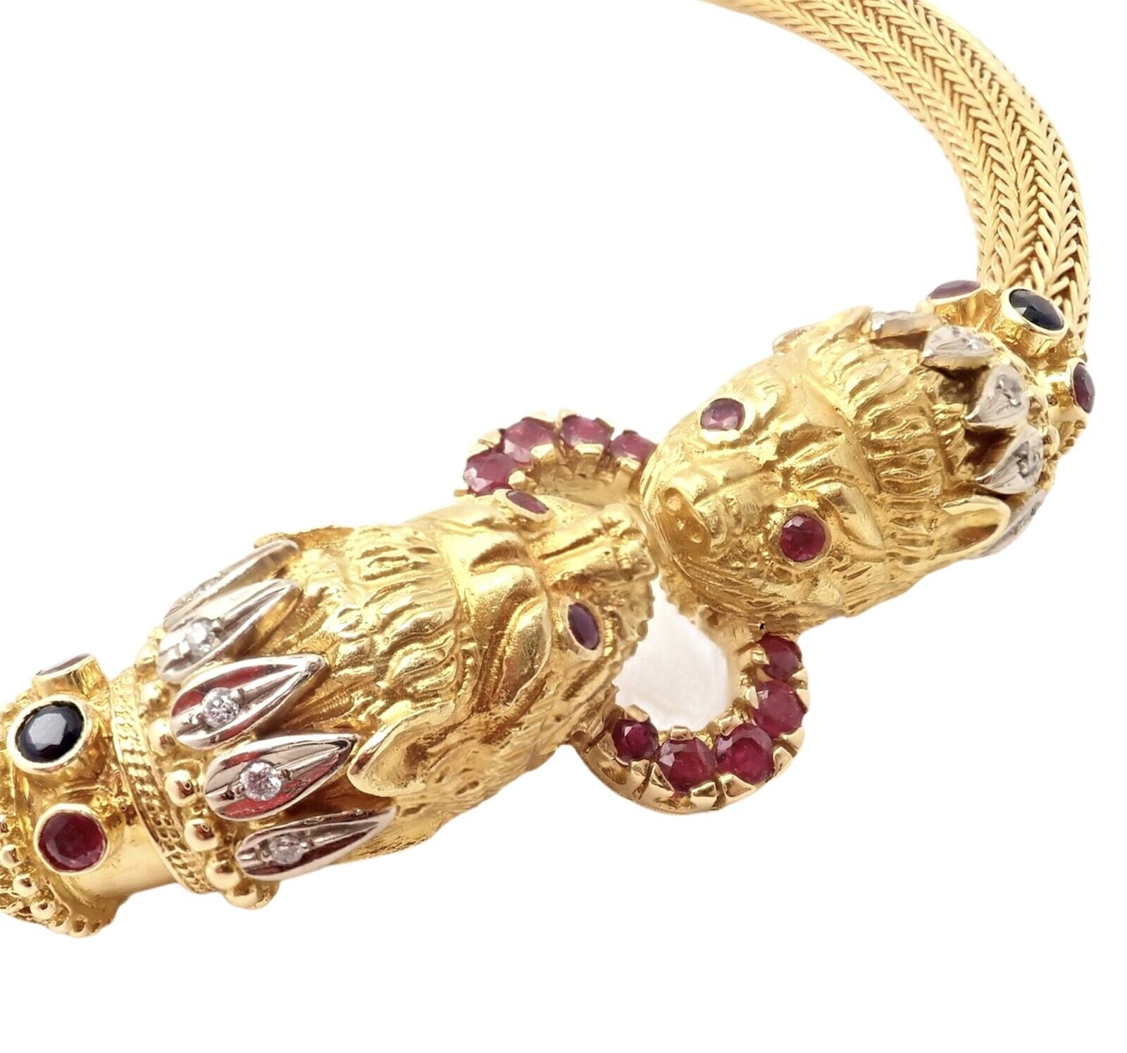 Lalaounis Jewelry & Watches:Vintage & Antique Jewelry:Necklaces & Pendants Ilias Lalaounis 18k Yellow Gold Ruby Sapphire Diamond Chimera Collar Necklace