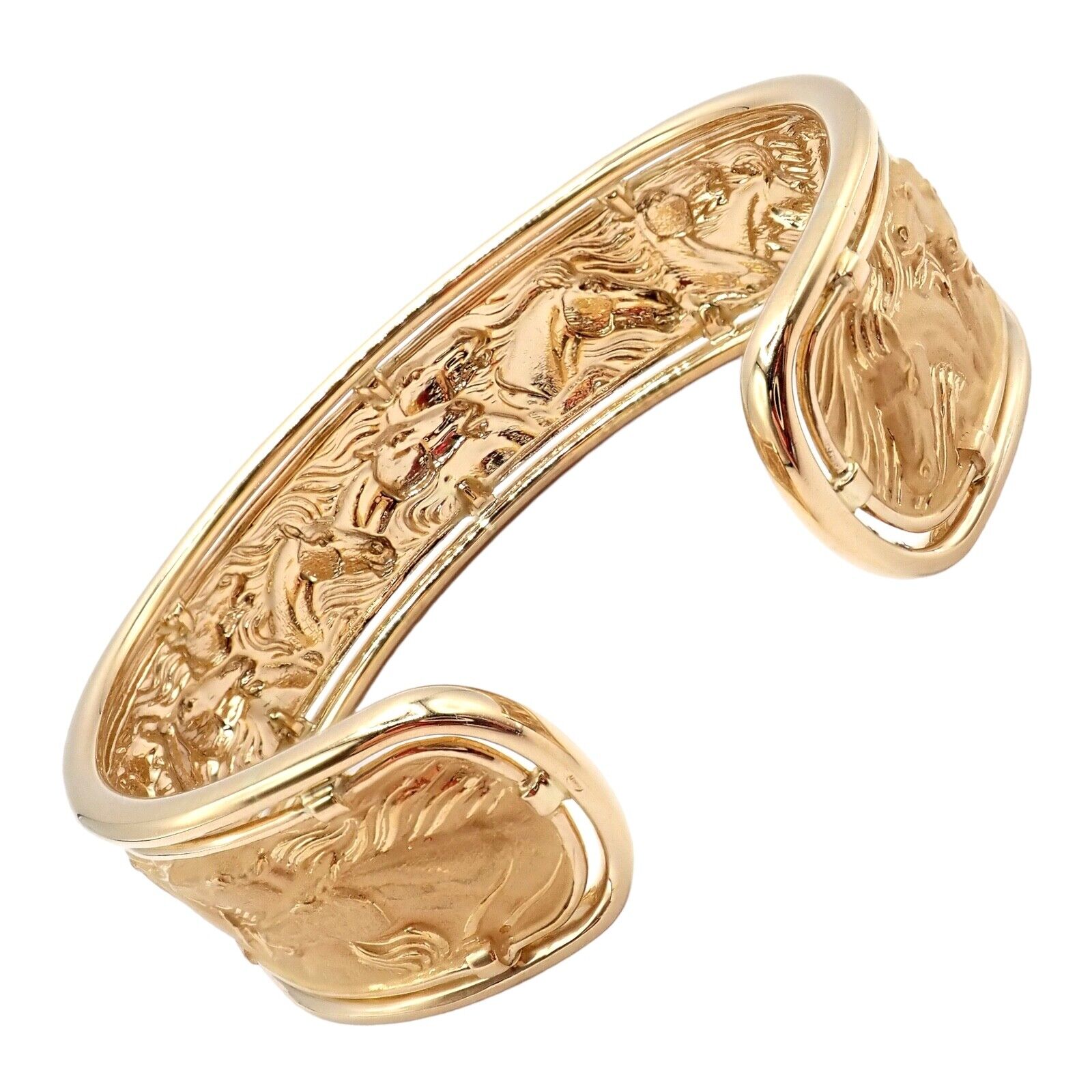 Carrera y Carrera Jewelry & Watches:Fine Jewelry:Bracelets & Charms Authentic! Carrera Y Carrera 18k Yellow Gold Equine Horse Stampede Cuff Bracelet