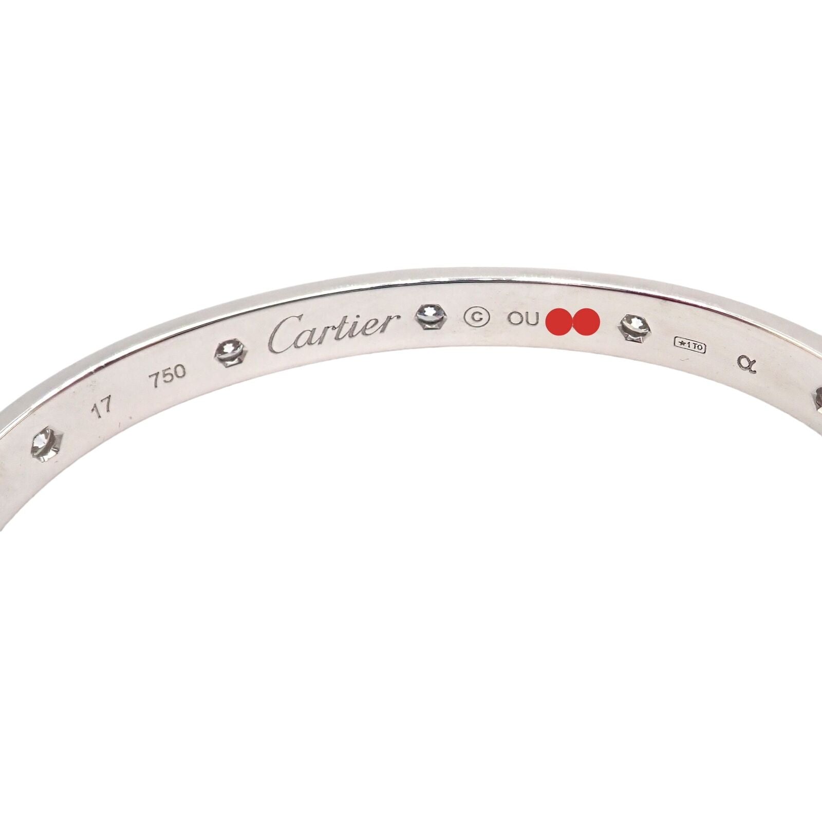 Cartier Jewelry & Watches:Fine Jewelry:Bracelets & Charms Authentic! Cartier 18k White Gold 10 Diamond Love Bangle Bracelet Size 17