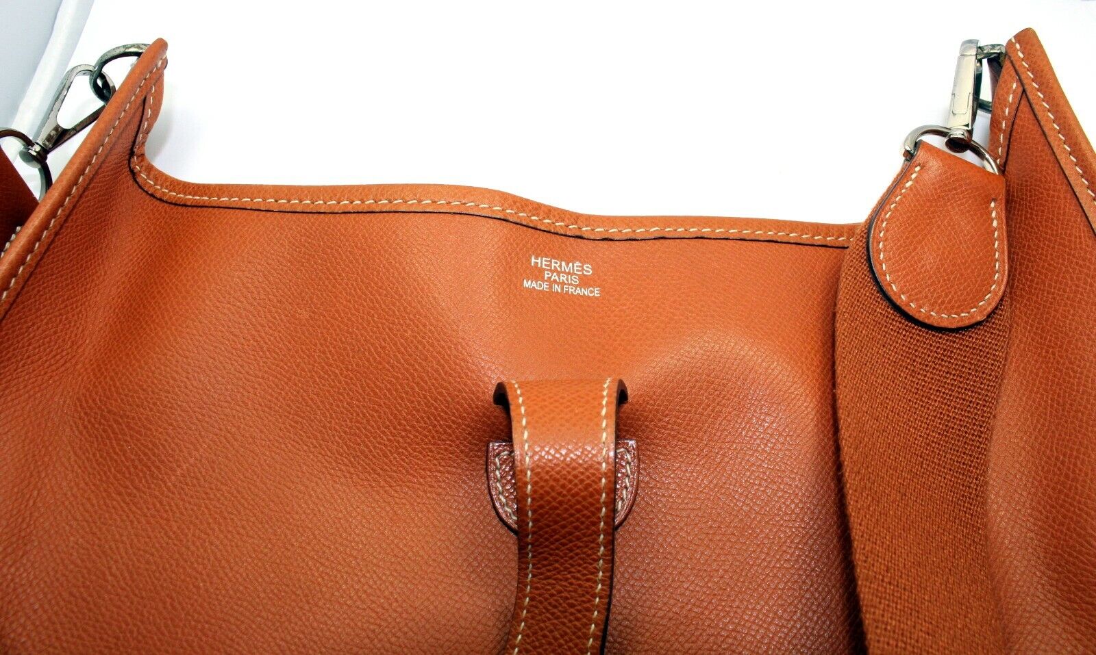 Hermes Clothing, Shoes & Accessories:Women:Women's Bags & Handbags Authentic! Hermes Evelyne Orange Brown Epsom Leather GM Handbag Purse