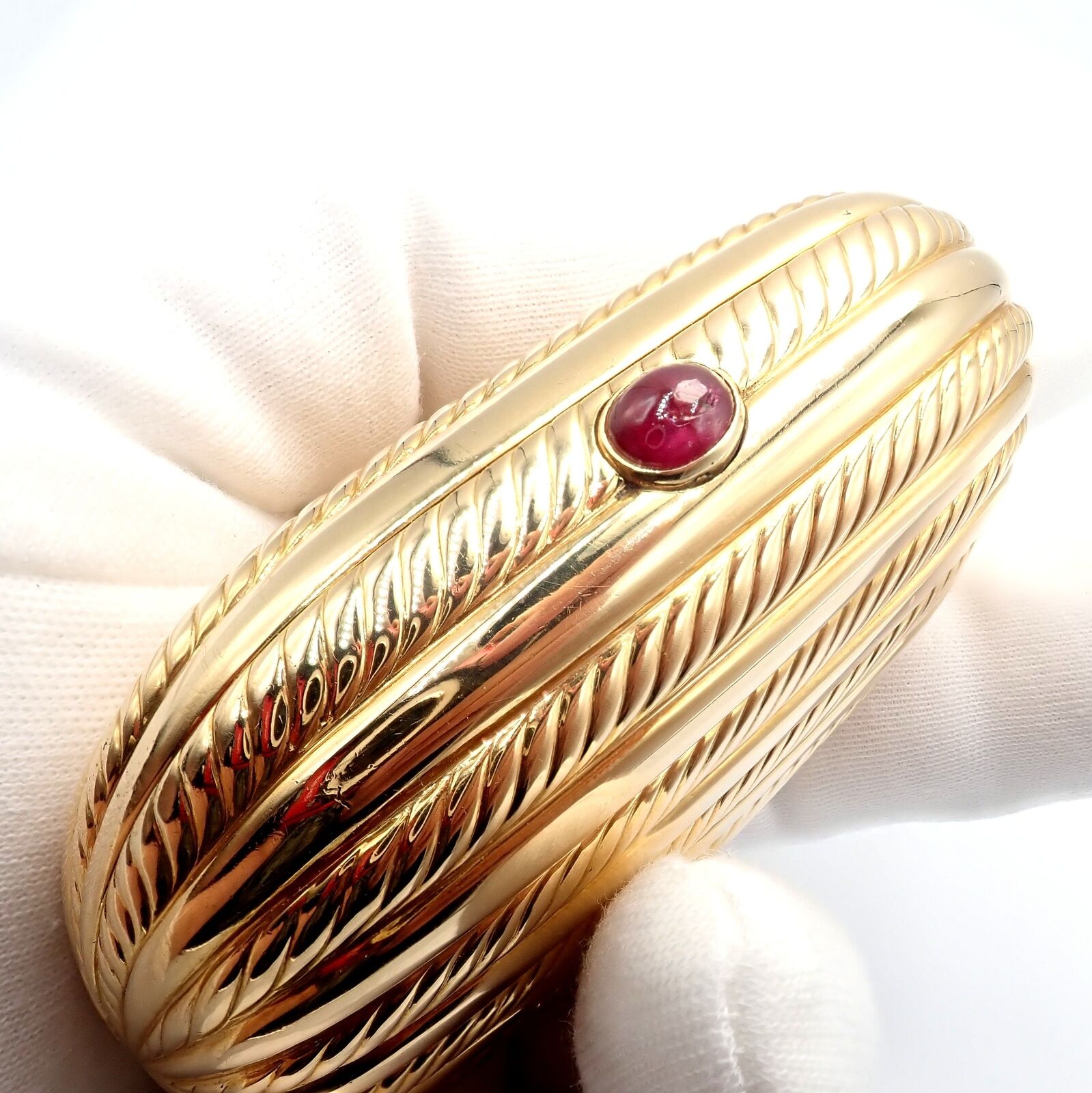 Bulgari Jewelry & Watches:Vintage & Antique Jewelry:Other Vintage & Antique Jewelry Authentic Vintage Rare Bulgari 18k Yellow Gold Ruby Large Makeup Compact 202.6g