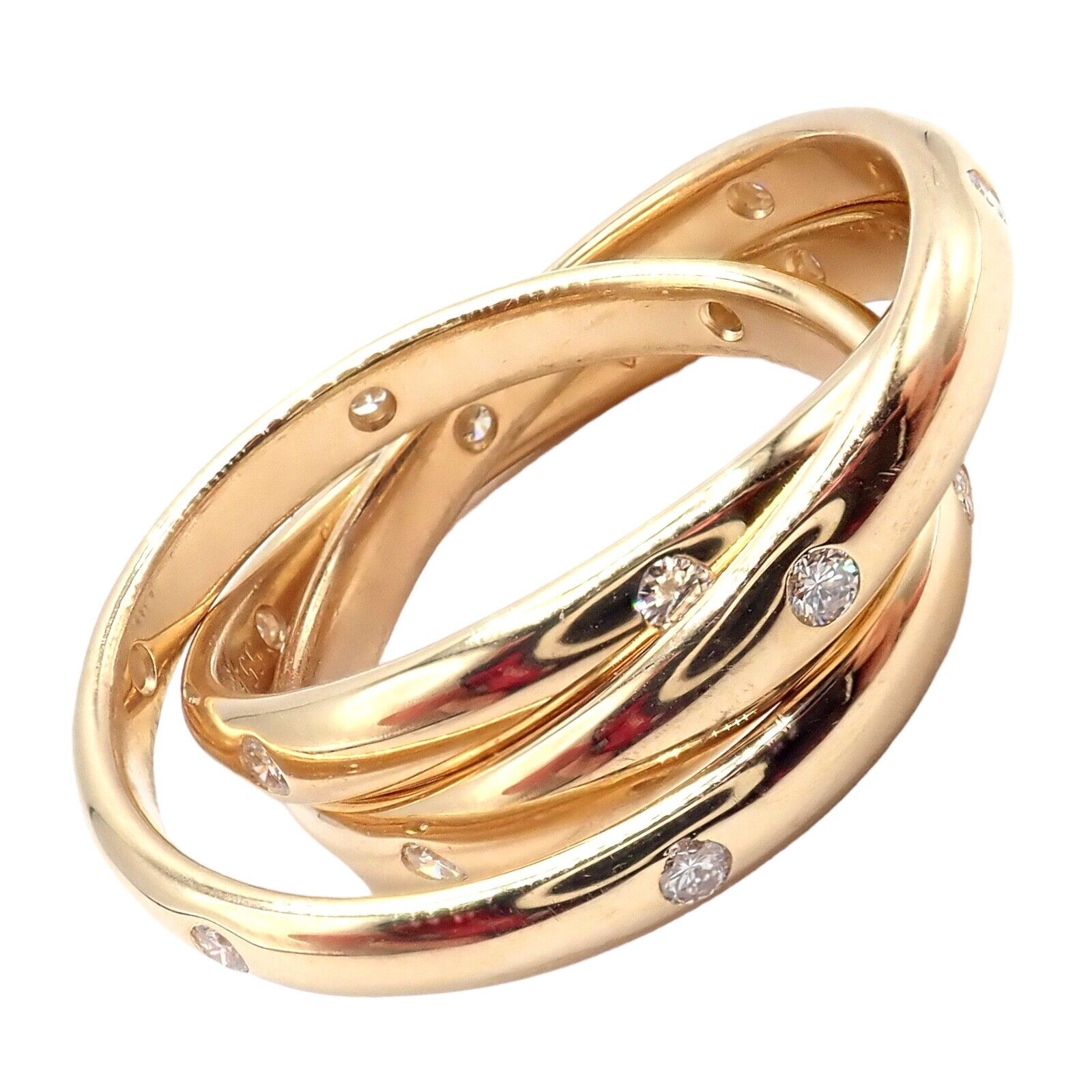 Cartier Jewelry & Watches:Fine Jewelry:Rings Authentic! Cartier 18k Yellow Gold Diamond Trinity Ring Size 55 7.25