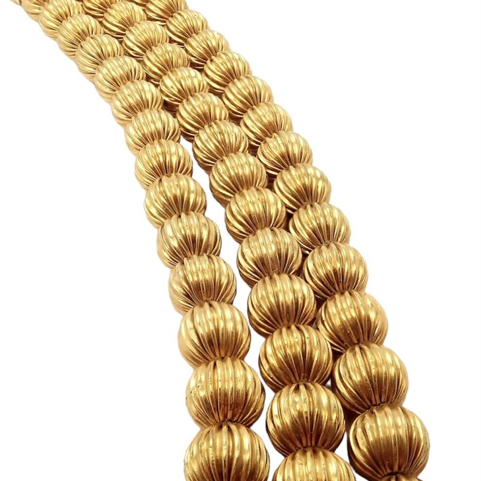 Lalaounis Jewelry & Watches:Vintage & Antique Jewelry:Necklaces & Pendants Vintage Estate Ilias Lalaounis 18k Yellow Gold Carved Bead Ball Necklace
