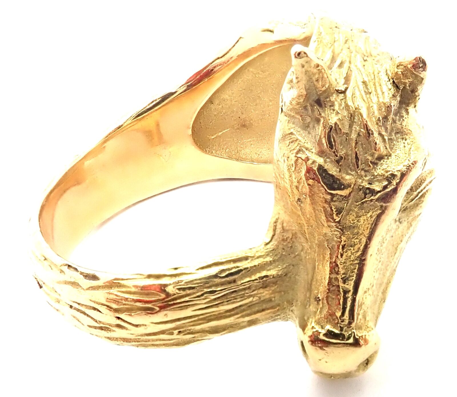 Authentic! Vintage Hermes 18K Yellow Gold Horse Band Ring