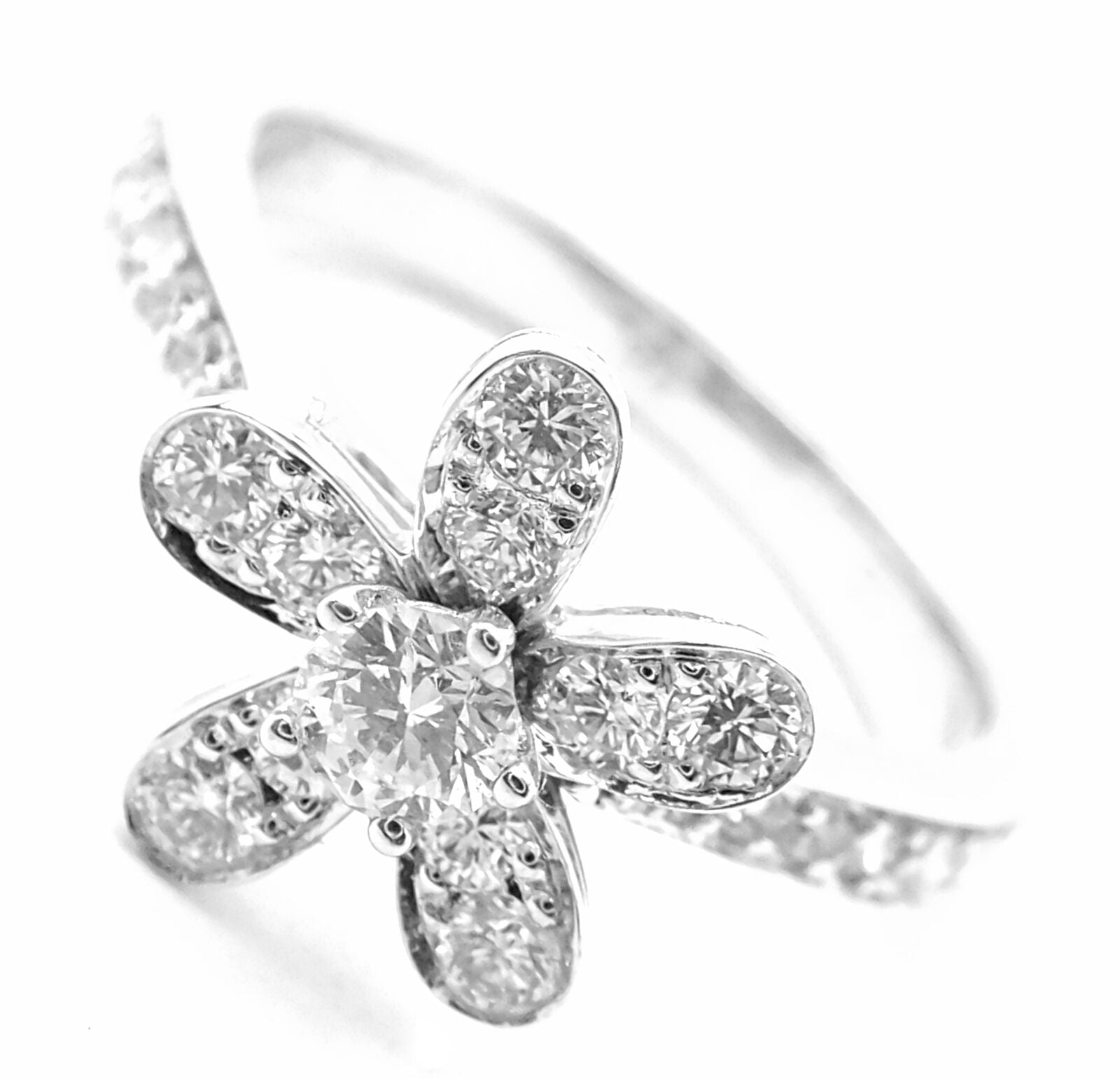 Cartier Jewelry & Watches:Fine Jewelry:Rings Authentic! Van Cleef & Arpels Socrate 18k White Gold Diamond 1 Flower Ring