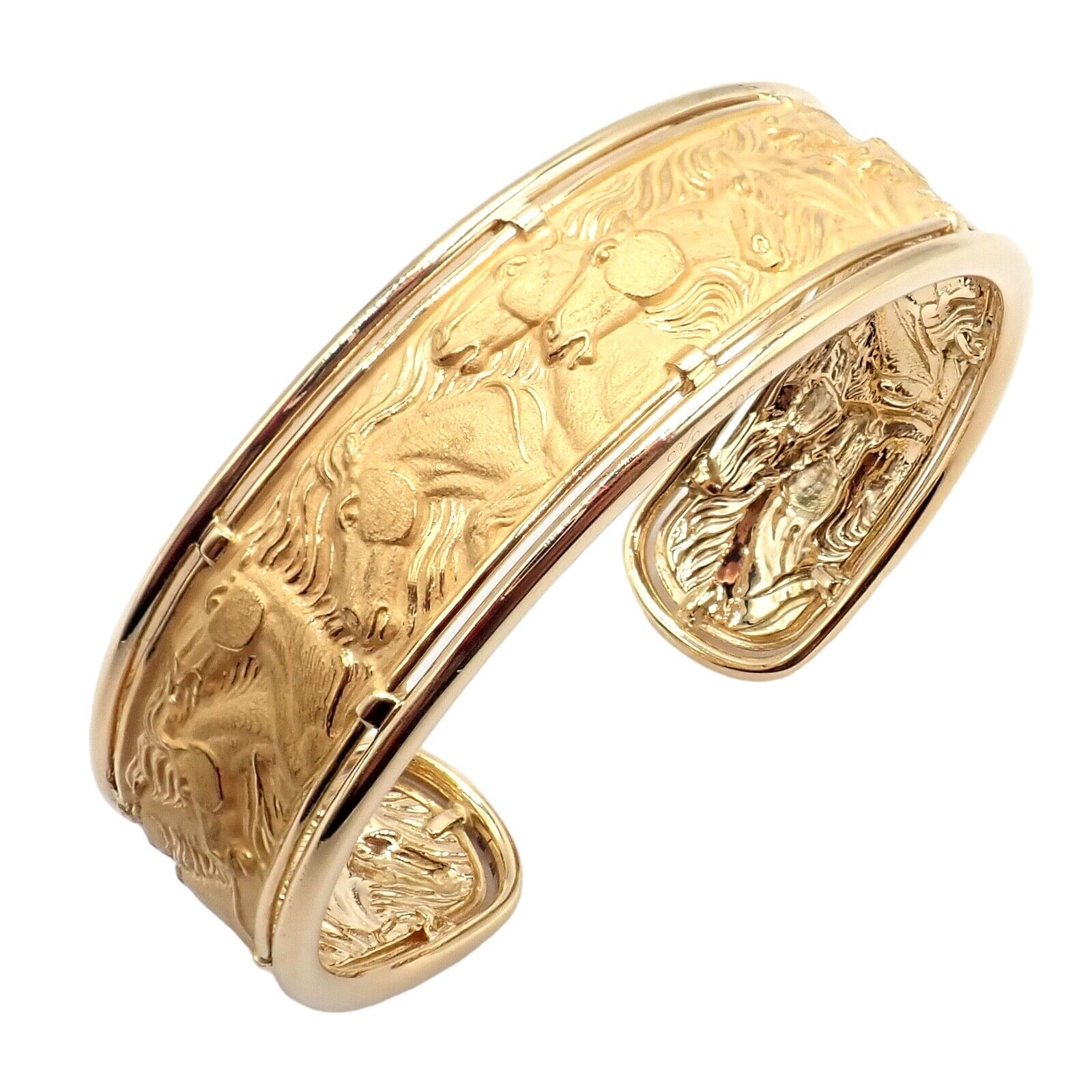 Carrera y Carrera Jewelry & Watches:Fine Jewelry:Bracelets & Charms Authentic! Carrera Y Carrera 18k Yellow Gold Equine Horse Stampede Cuff Bracelet