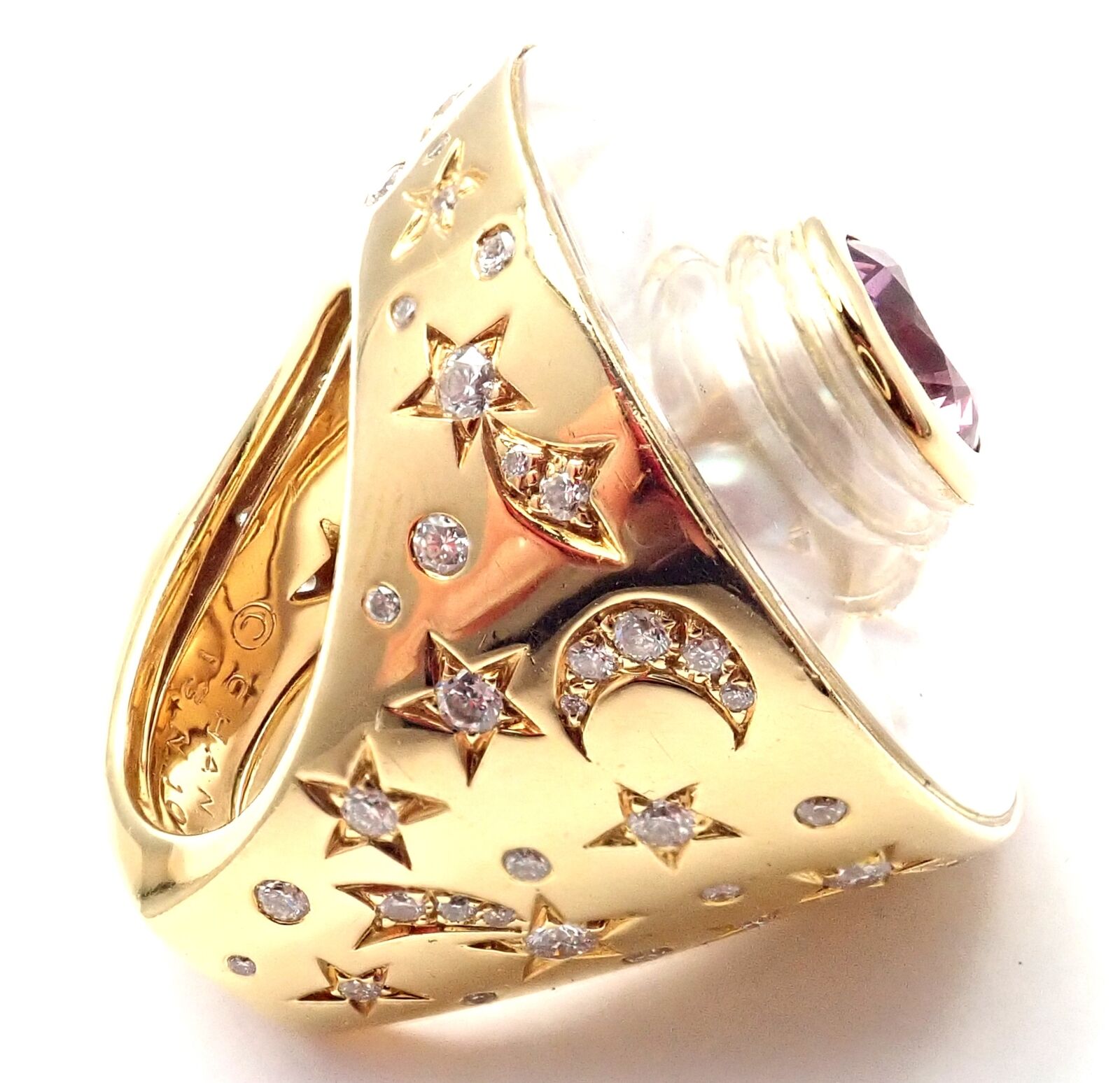 CHANEL Jewelry & Watches:Fine Jewelry:Rings Authentic! Chanel Comete 18k Yellow Gold Diamond Pink Sapphire Pearl Large Ring