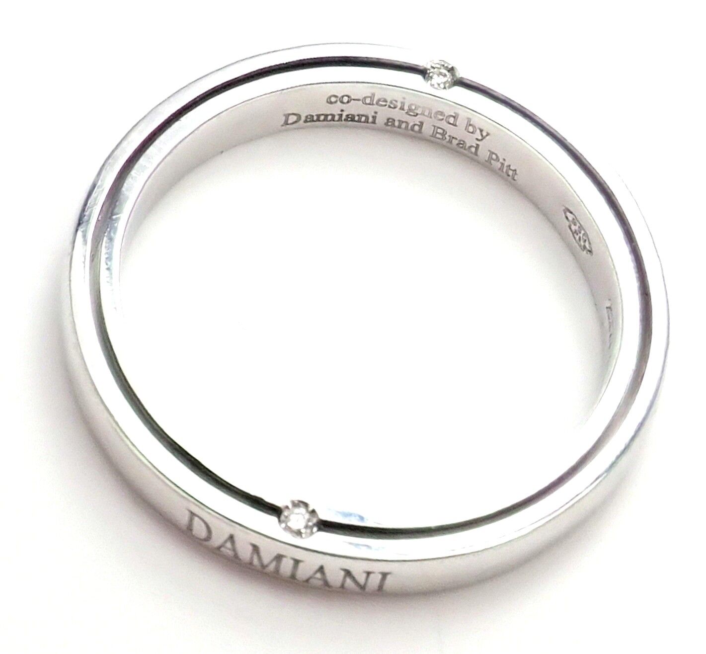 Damiani Jewelry & Watches:Fine Jewelry:Rings Rare! Authentic Damiani Brad Pitt Platinum 4 Diamond 3mm Band Ring Sz 9.25