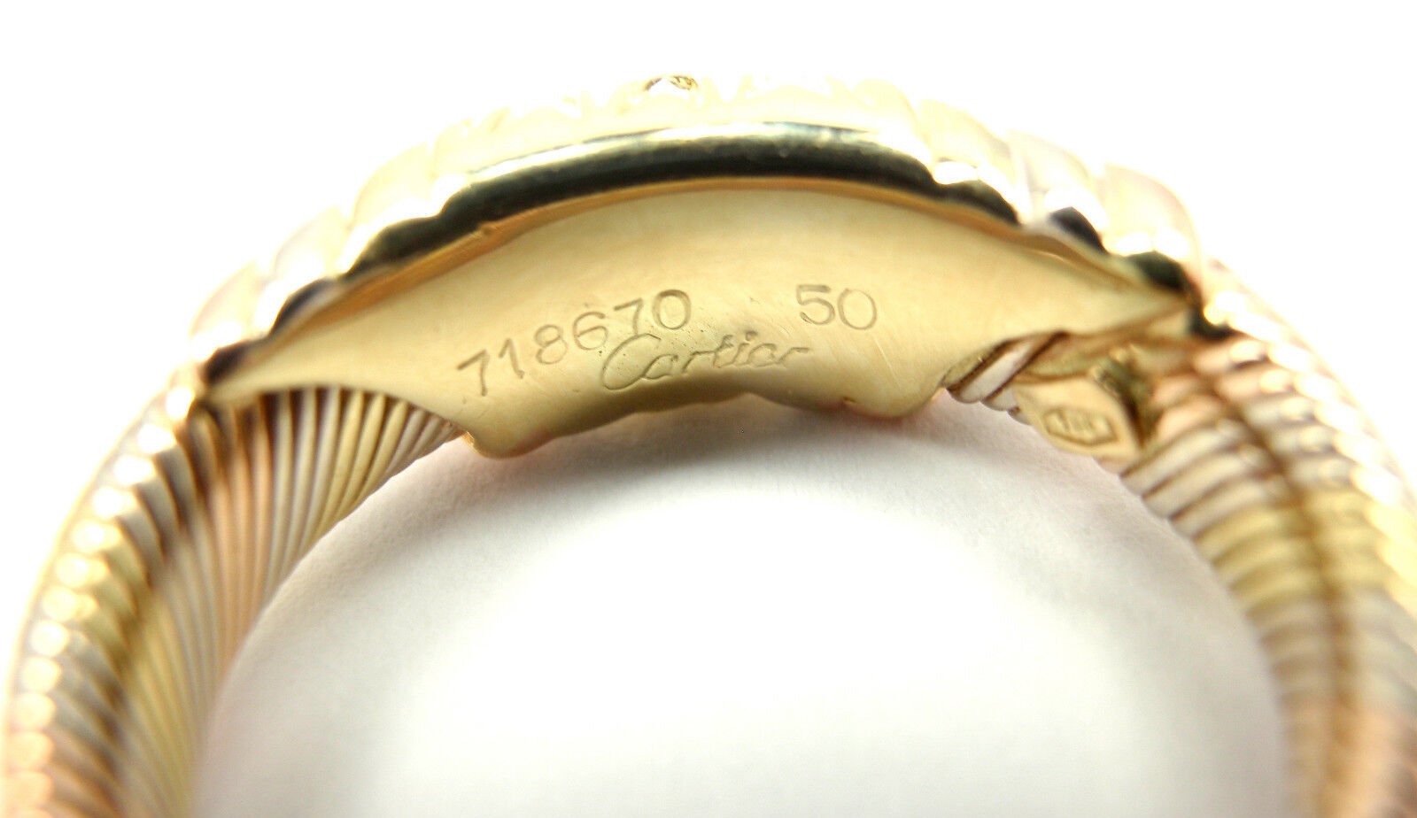 Cartier Jewelry & Watches:Fine Jewelry:Rings Rare! Authentic Cartier 18k Tri-Color Gold Diamond Band Ring Size 50 US 5 1/4