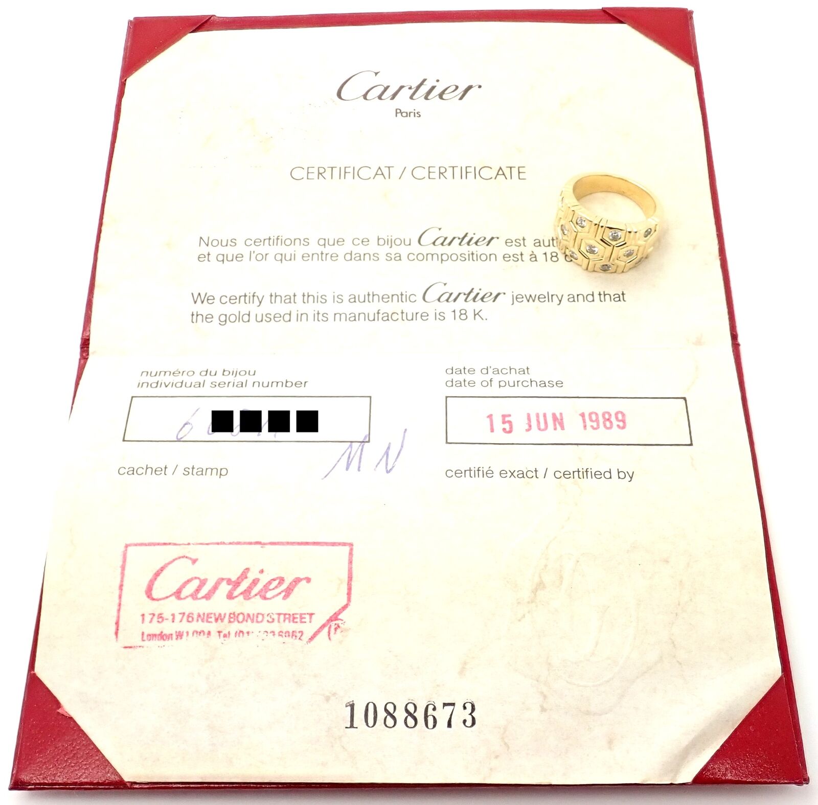 Cartier Jewelry & Watches:Fine Jewelry:Rings Rare! Authentic Cartier London 18k Yellow Gold Diamond Beehive Band Ring Cert