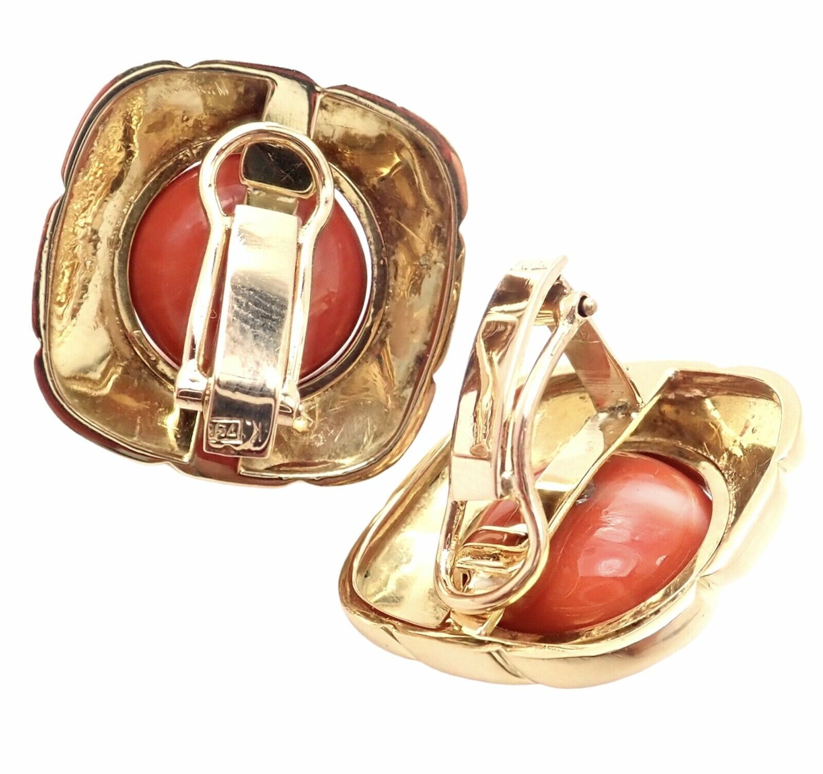 Unbranded Jewelry & Watches:Vintage & Antique Jewelry:Earrings Vintage Estate 18k Yellow Gold Natural Coral Earrings
