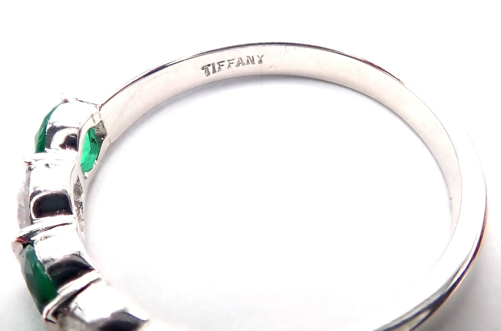 Tiffany & Co. Jewelry & Watches:Vintage & Antique Jewelry:Rings Authentic! Tiffany & Co Platinum Diamond Emerald Band Ring