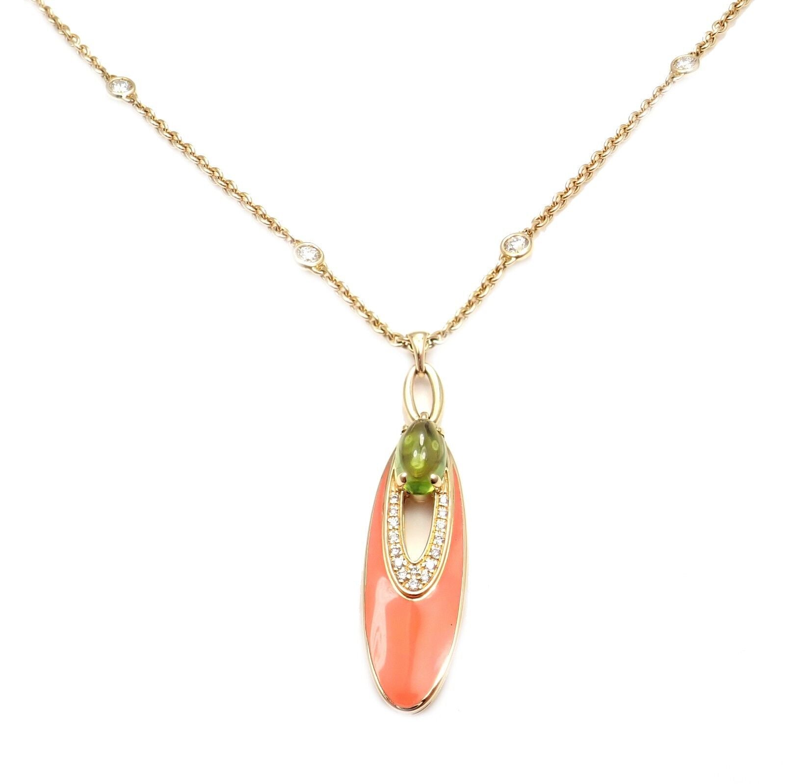 Bulgari Jewelry & Watches:Fine Jewelry:Necklaces & Pendants Authentic! Bulgari Bvlgari 18k Yellow Gold Diamond Peridot Elisia Necklace