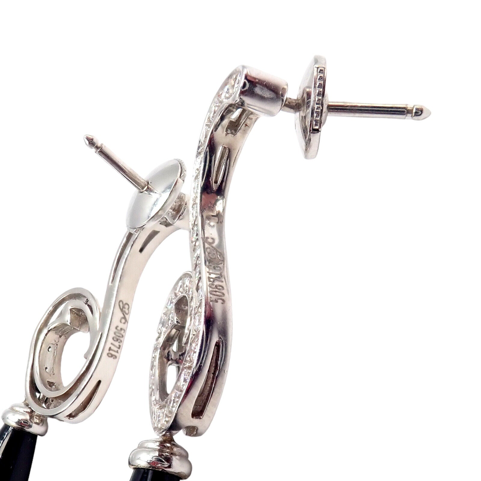 Carrera y Carrera Jewelry & Watches:Fine Jewelry:Earrings Authentic! Carrera Y Carrera CyC 18k White Gold Diamond Onyx Drop Earrings