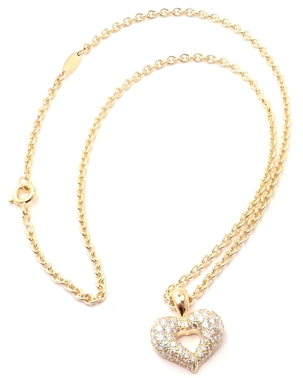 Authentic! Van Cleef & Arpels 18k Yellow Gold Diamond Heart Pendant Ne