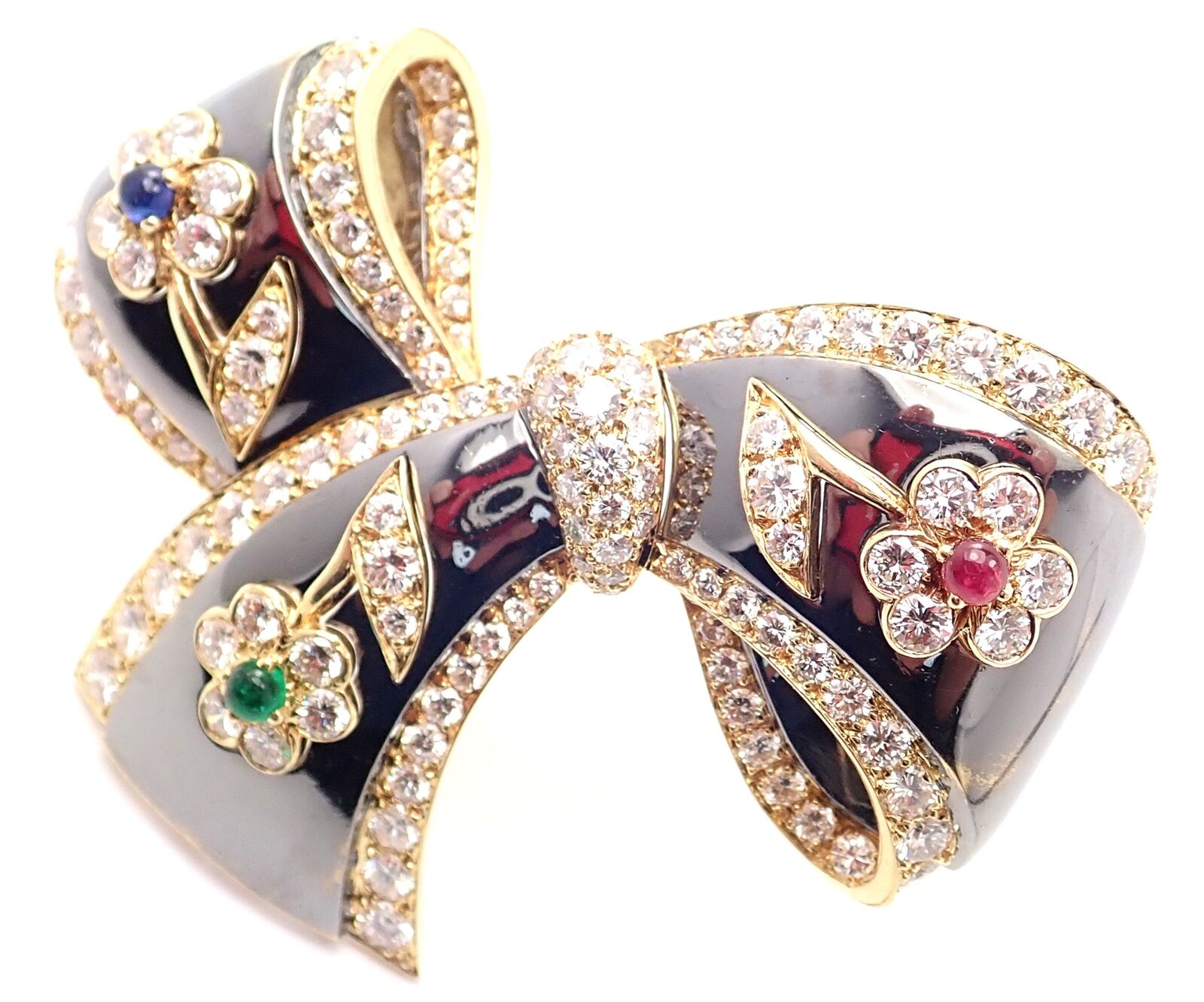 Van Cleef & Arpels Jewelry & Watches:Fine Jewelry:Brooches & Pins Rare Van Cleef & Arpels 18k Gold Diamond Ruby Emerald Sapphire Flower Pin Brooch