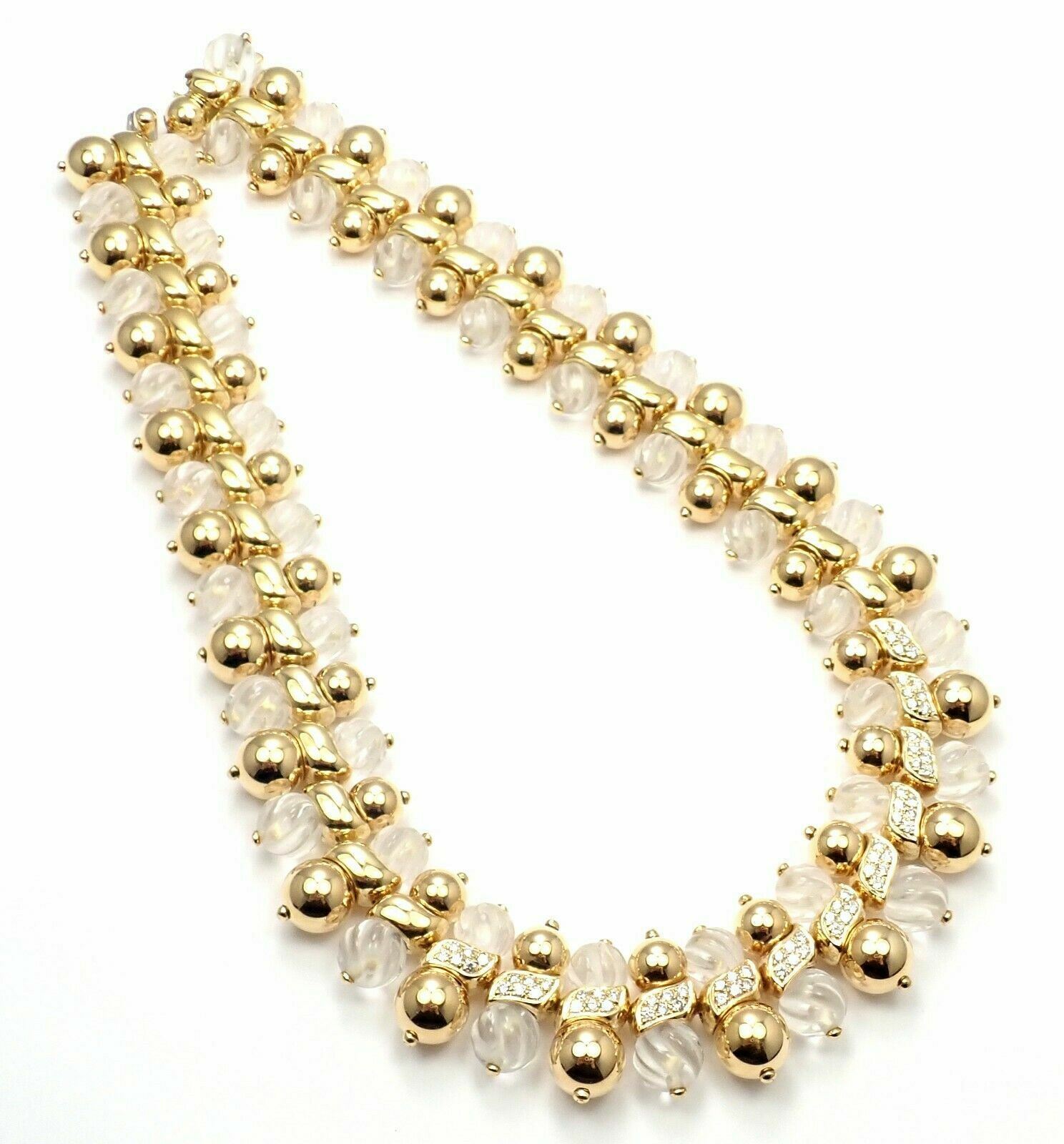 Boucheron Jewelry & Watches:Fine Jewelry:Necklaces & Pendants Authentic! Boucheron Paris 18k Yellow Gold 2.2ct Diamond Rock Crystal Necklace