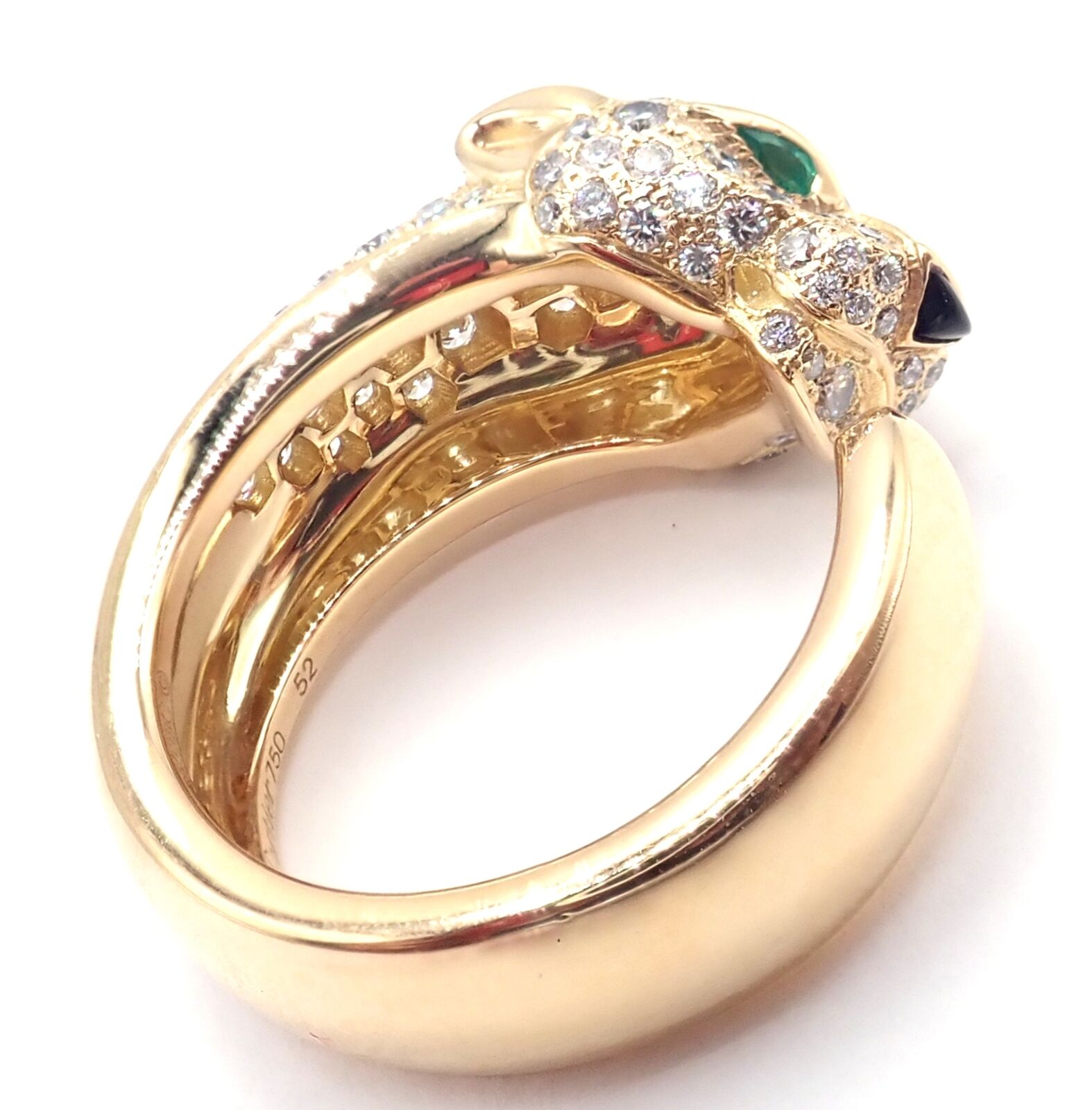 Cartier Jewelry & Watches:Fine Jewelry:Rings Authentic! Cartier Panther 18k Yellow Gold Diamond Emerald Onyx Band Ring Paper
