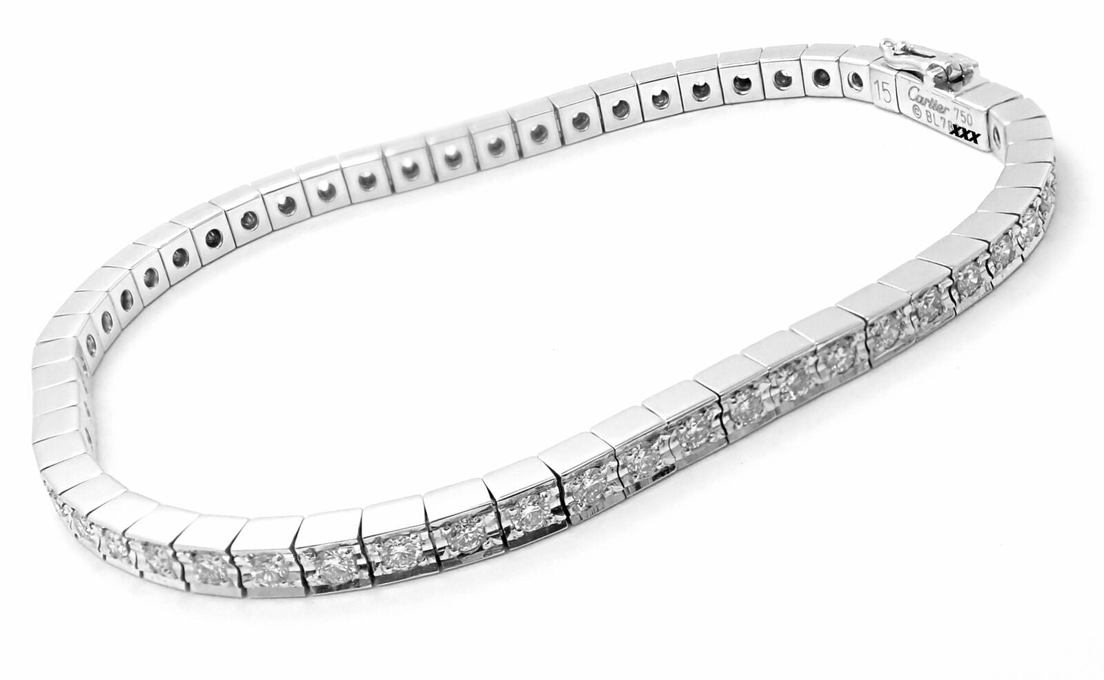 Authentic Cartier Lanieres 18k White Gold Diamond Line Tennis