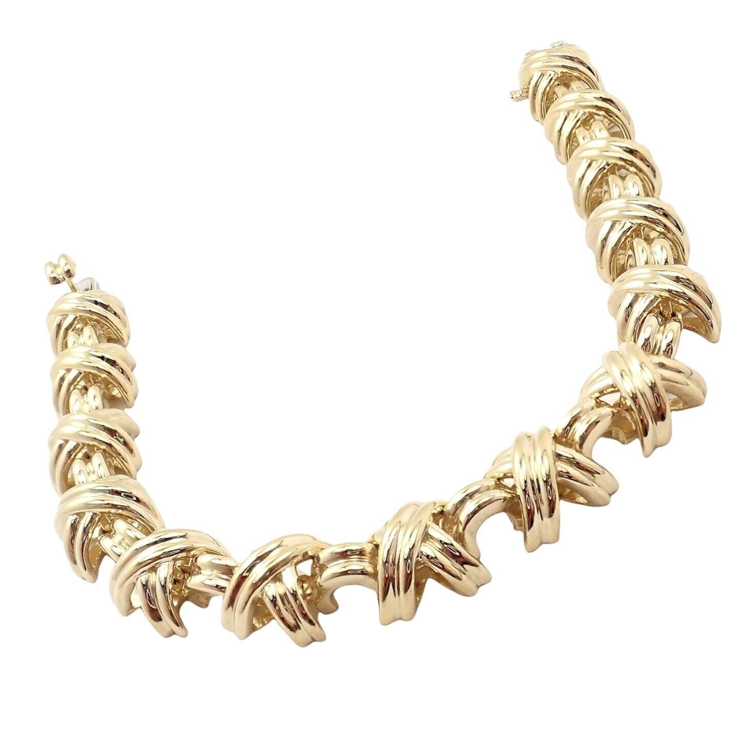 Authentic! Tiffany & Co 18K Yellow Gold Classic x Link Bracelet