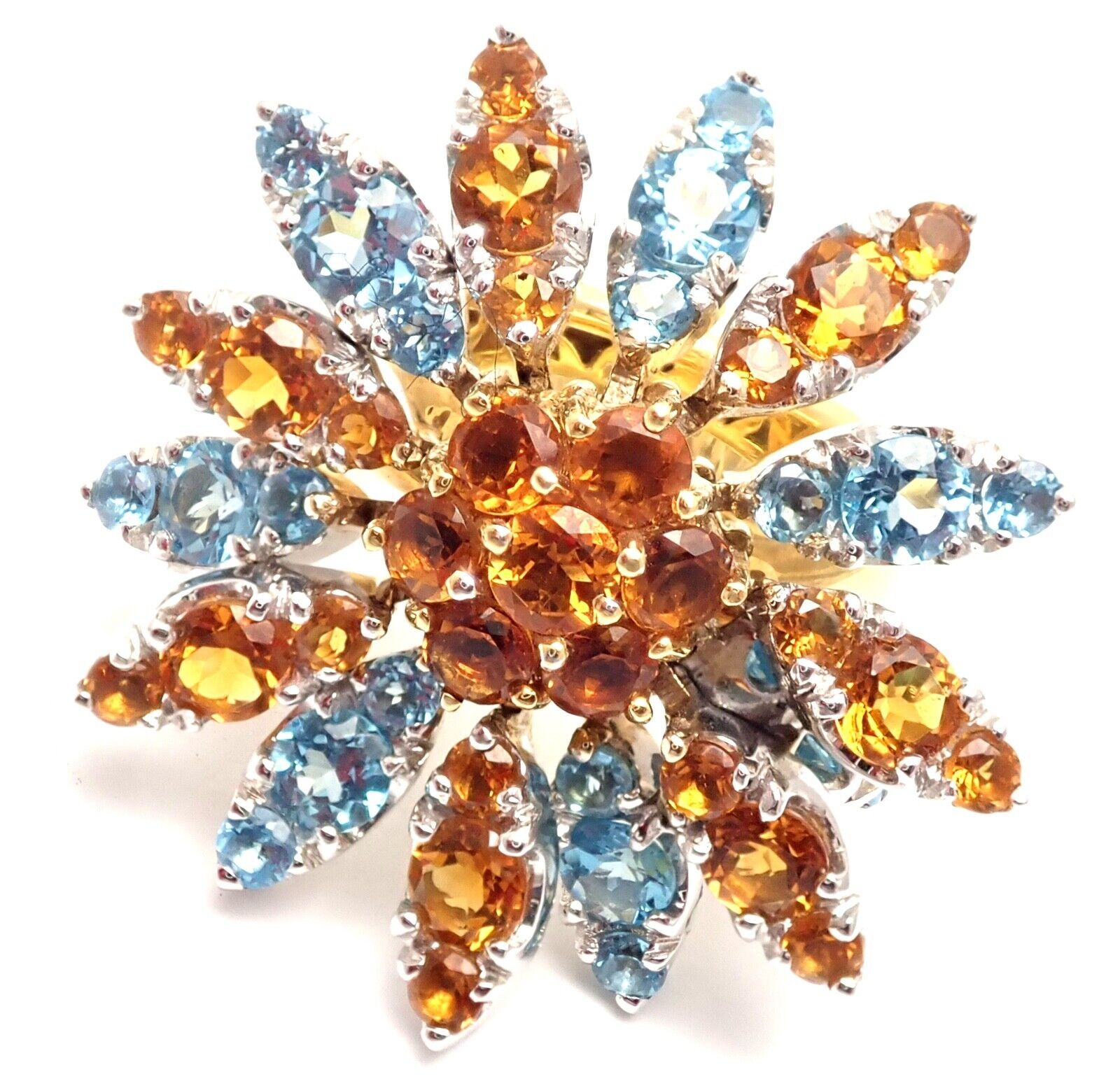 PASQUALE BRUNI Jewelry & Watches:Fine Jewelry:Rings New! Authentic Pasquale Bruni Margherita 18k Yellow Gold Citrine Blue Topaz Ring