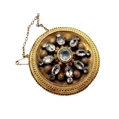 Antique Jewelry & Watches:Fine Jewelry:Brooches & Pins Antique Victorian English Mourning Aquamarine 15k Gold Pin Brooch