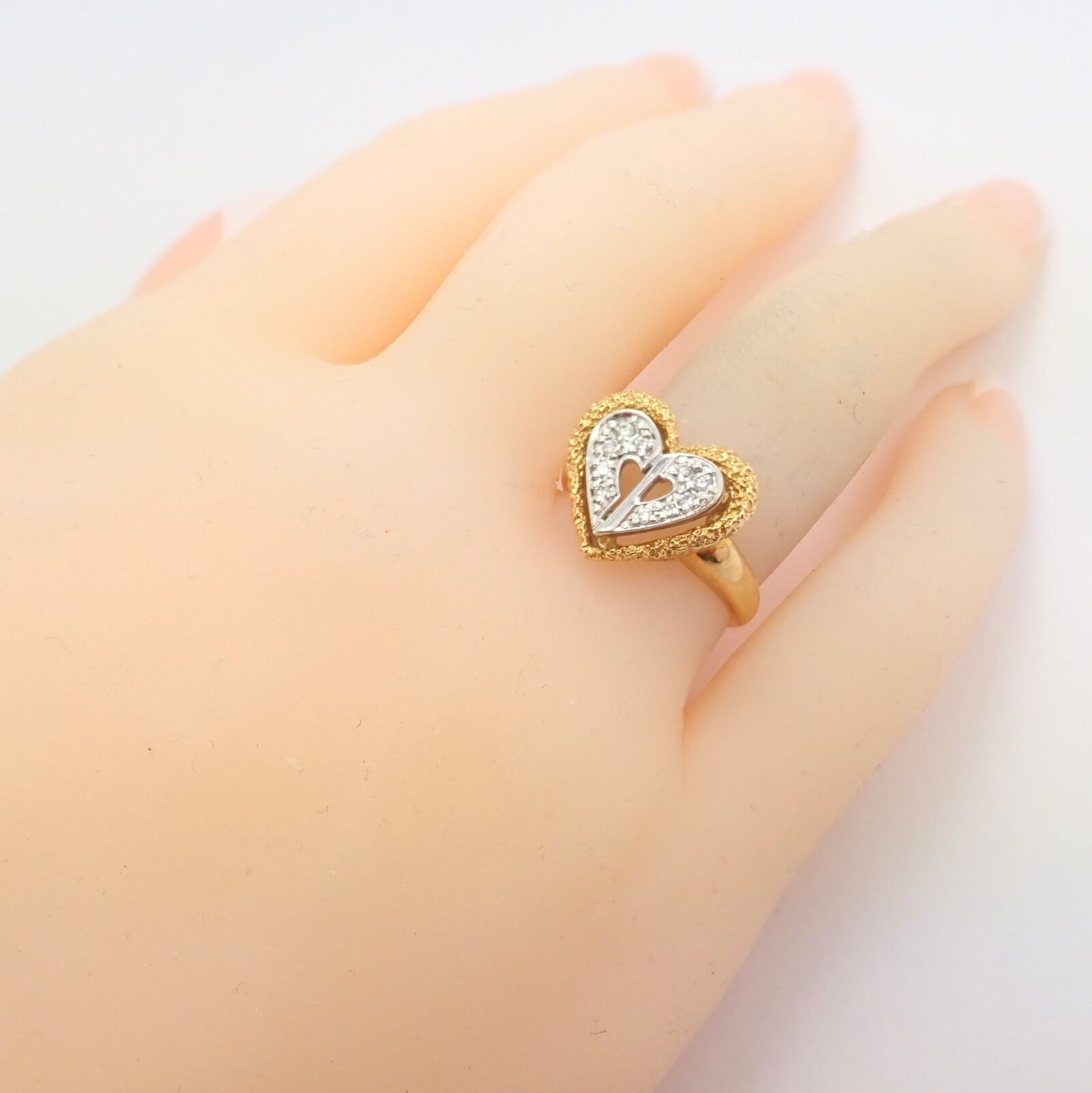 Christian Dior Jewelry & Watches:Fine Jewelry:Rings Authentic! Christian Dior 18k Yellow + White Gold Diamond Heart Ring