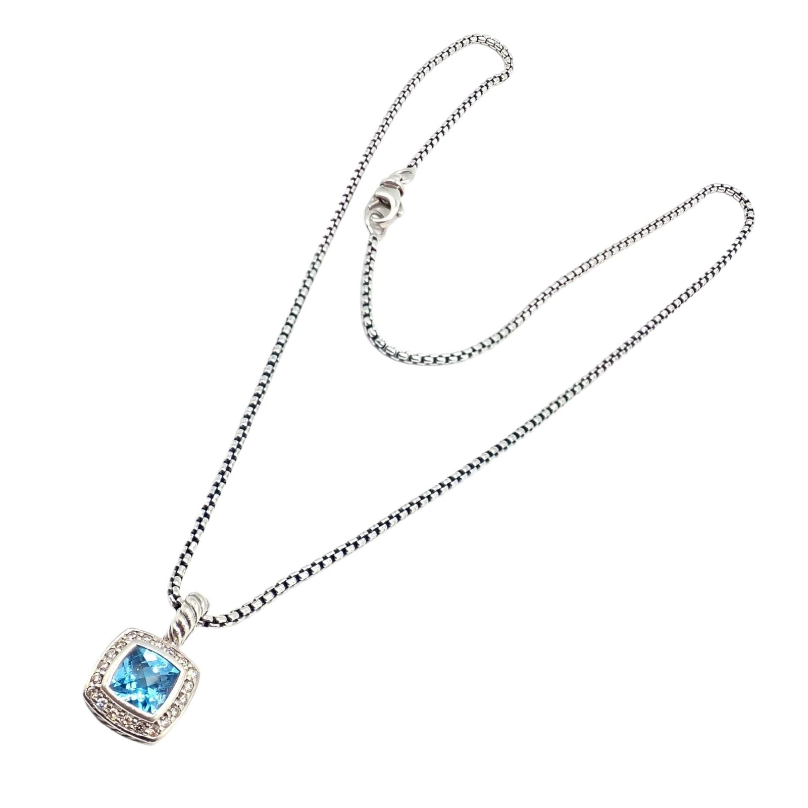 David Yurman Petite Albion Silver Garnet 7mm Necklace with Diamonds 17''  chain | eBay
