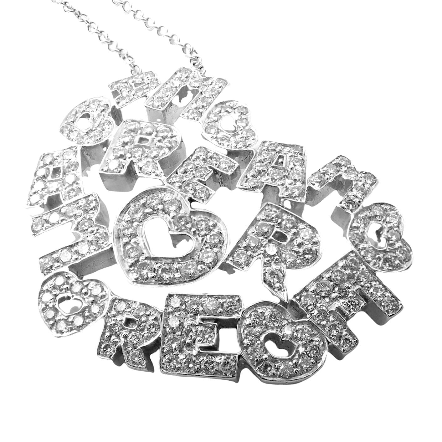 Pasquale Bruni Jewelry & Watches:Fine Jewelry:Necklaces & Pendants Pasquale Bruni 18k White Gold Diamond Heart Letters Of Amore Necklace