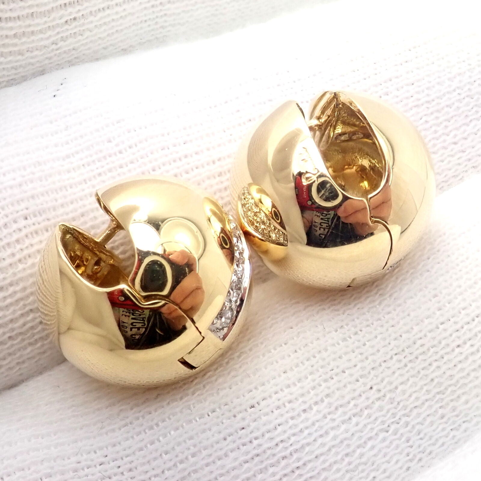 Pomellato Jewelry & Watches:Fine Jewelry:Earrings Rare! Authentic Pomellato 18k Yellow Gold Diamond Globe Hug Earrings