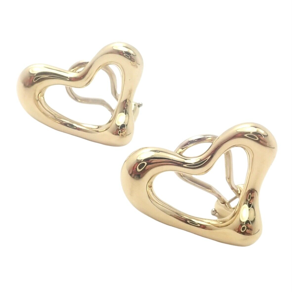 Tiffany & Co. Jewelry & Watches:Fine Jewelry:Earrings Authentic Tiffany & Co 18k Yellow Gold Peretti Classic Open Heart Earrings