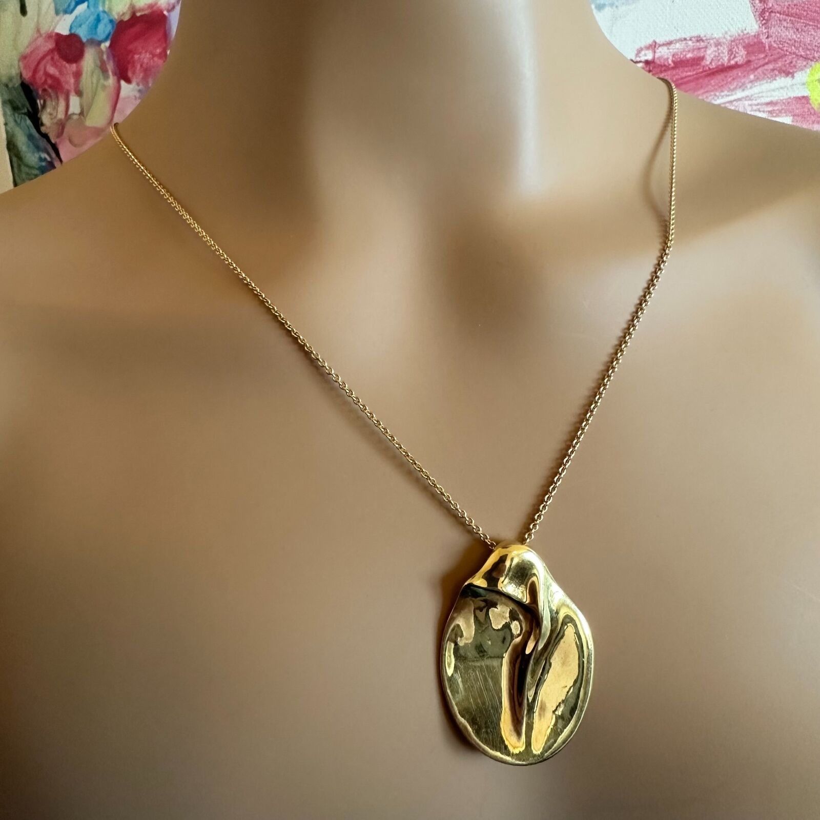 Tiffany & Co. Jewelry & Watches:Fine Jewelry:Necklaces & Pendants Tiffany & Co Peretti 18k Yellow Gold Madonna Pendant Extra Large Necklace 30"