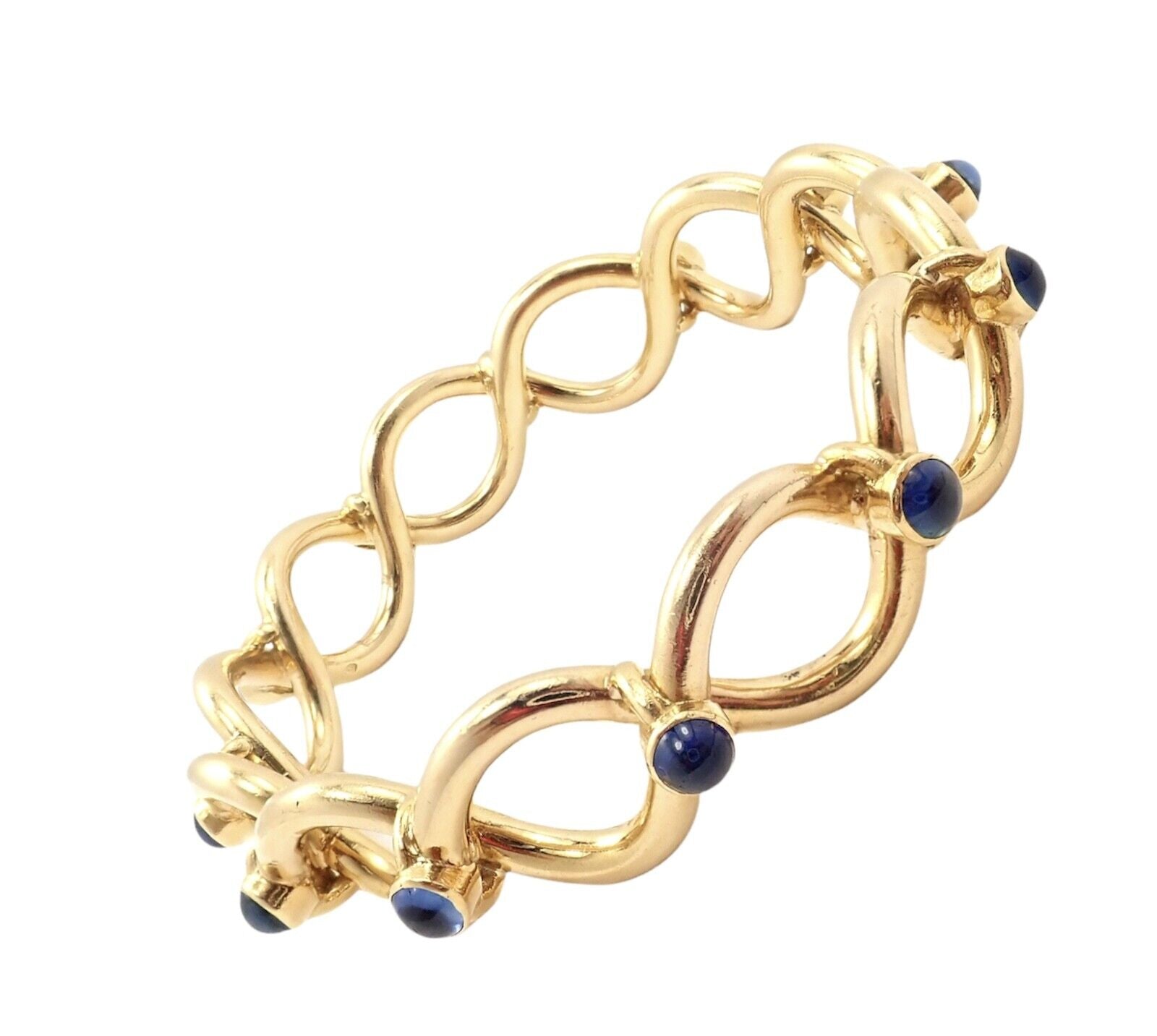 Tiffany & Co. Jewelry & Watches:Fine Jewelry:Bracelets & Charms Rare! Authentic Tiffany & Co 18k Yellow Gold France Sapphire Bangle Bracelet