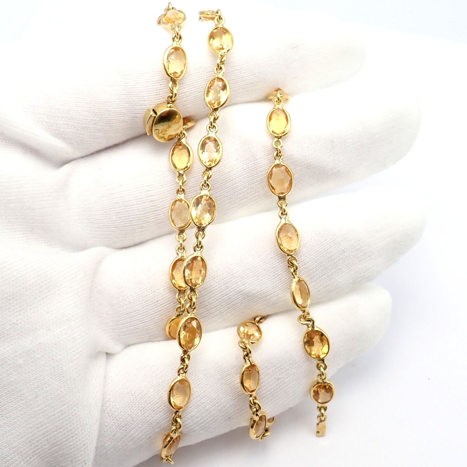 Rare! Authentic Laura Munder 18k Yellow Gold Citrine Long 24" Necklace | Fortrove