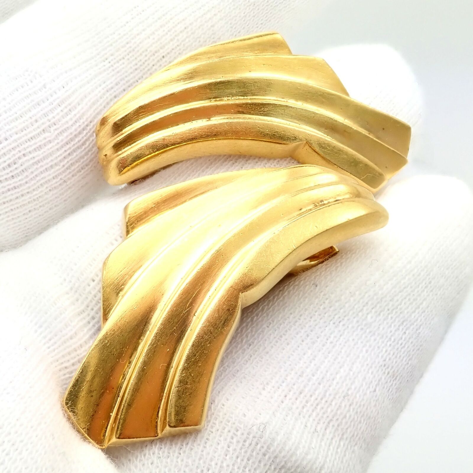 Lalaounis Jewelry & Watches:Fine Jewelry:Earrings Authentic! Ilias Lalaounis 18k Yellow Gold Large Art Deco Wings Fan Earrings