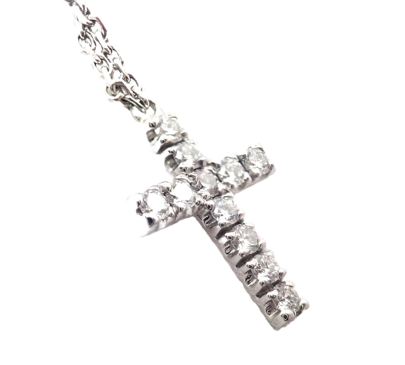 Cartier Jewelry & Watches:Fine Jewelry:Necklaces & Pendants Authentic! Cartier 18k White Gold Diamond Mini Cross Necklace Pendant