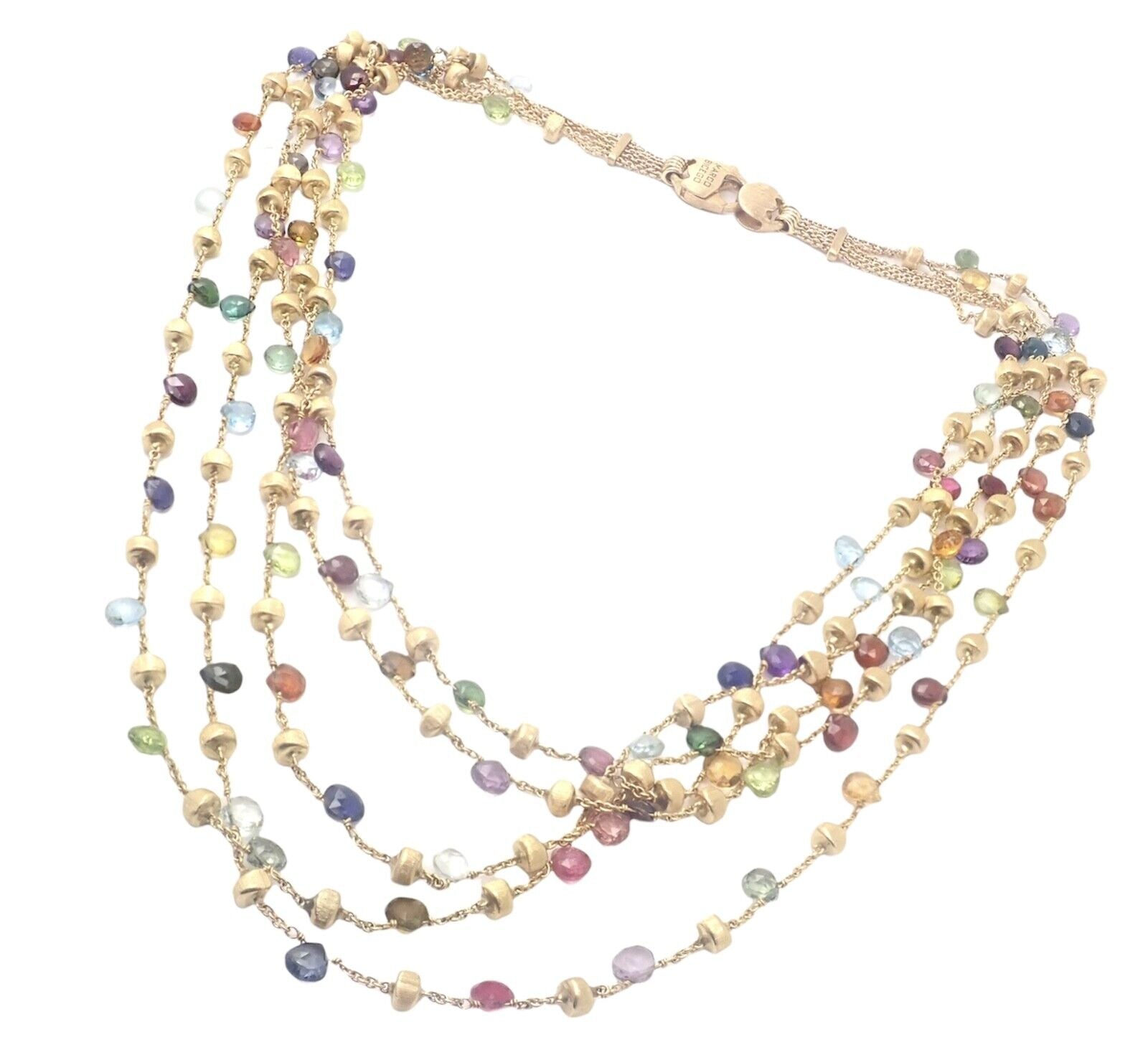 Marco Bicego Jewelry & Watches:Fine Jewelry:Necklaces & Pendants Marco Bicego 18k Yellow Gold Paradise Multicolor Gems 5 Strand Necklace 16"