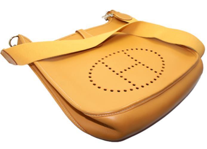 Hermes Clothing, Shoes & Accessories:Women:Women's Bags & Handbags Authentic! Hermes Evelyne Natural Brown Box Calf Leather PM Handbag Purse
