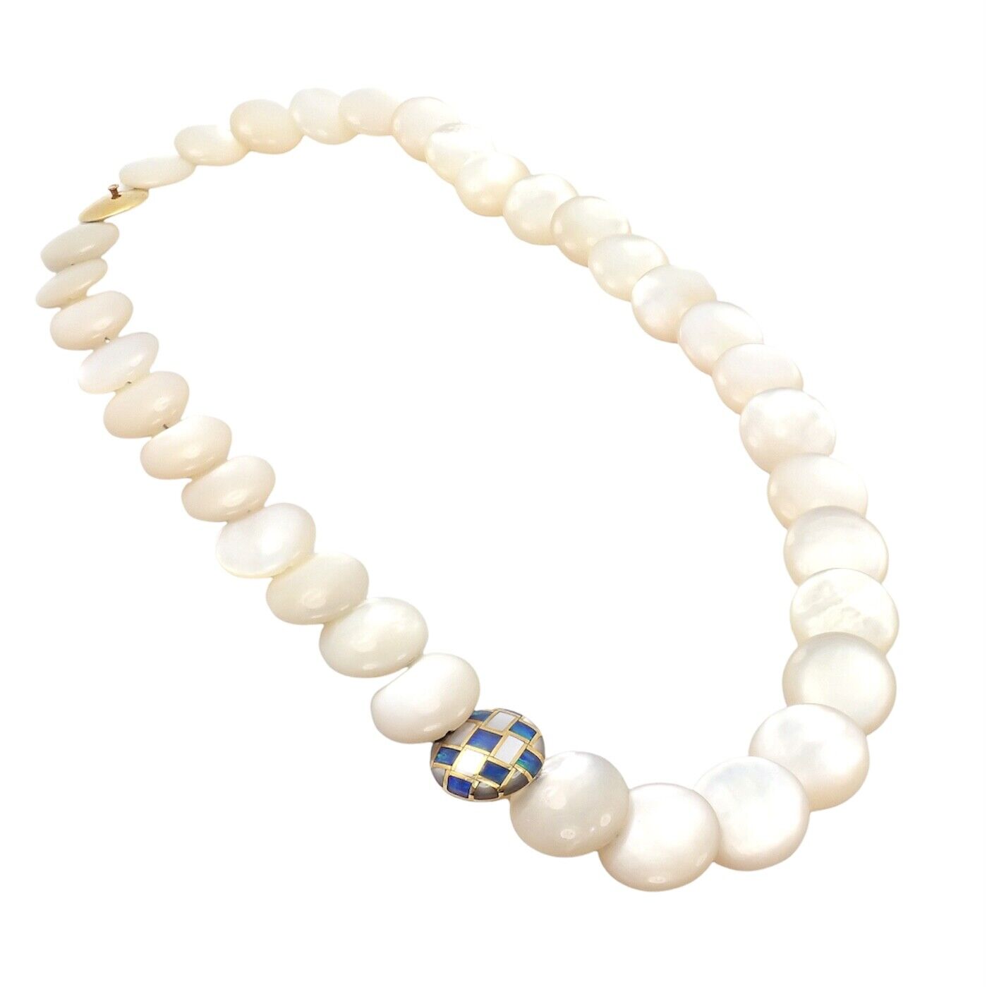 Tiffany & Co. Jewelry & Watches:Fine Jewelry:Necklaces & Pendants Tiffany & Co Cummings 18k Yellow Gold Mother Of Pearl Opal Inlaid Necklace