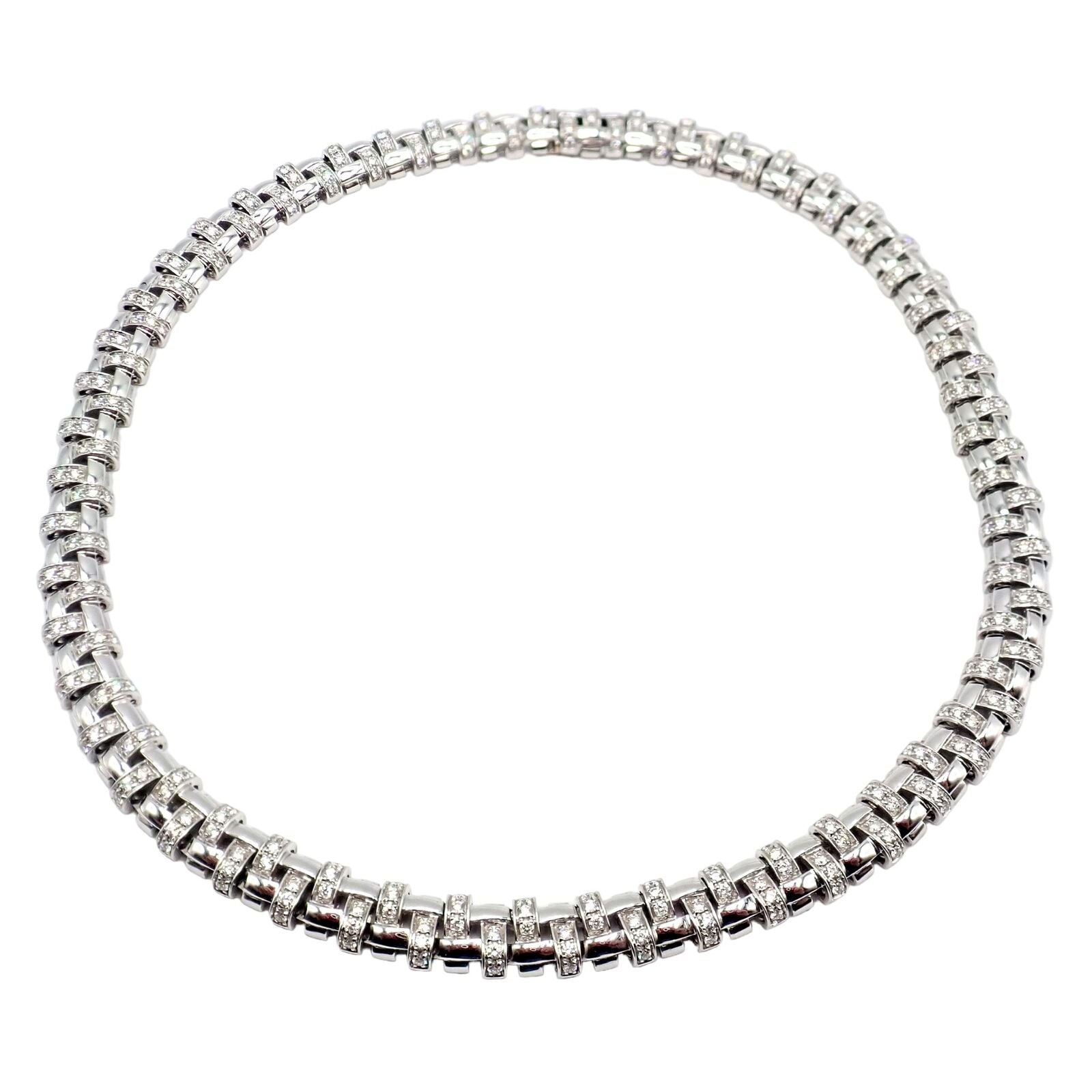 Tiffany & Co. Jewelry & Watches:Fine Jewelry:Necklaces & Pendants Authentic! Tiffany & Co Vannerie 18k White Gold Basket Weave Diamond Necklace