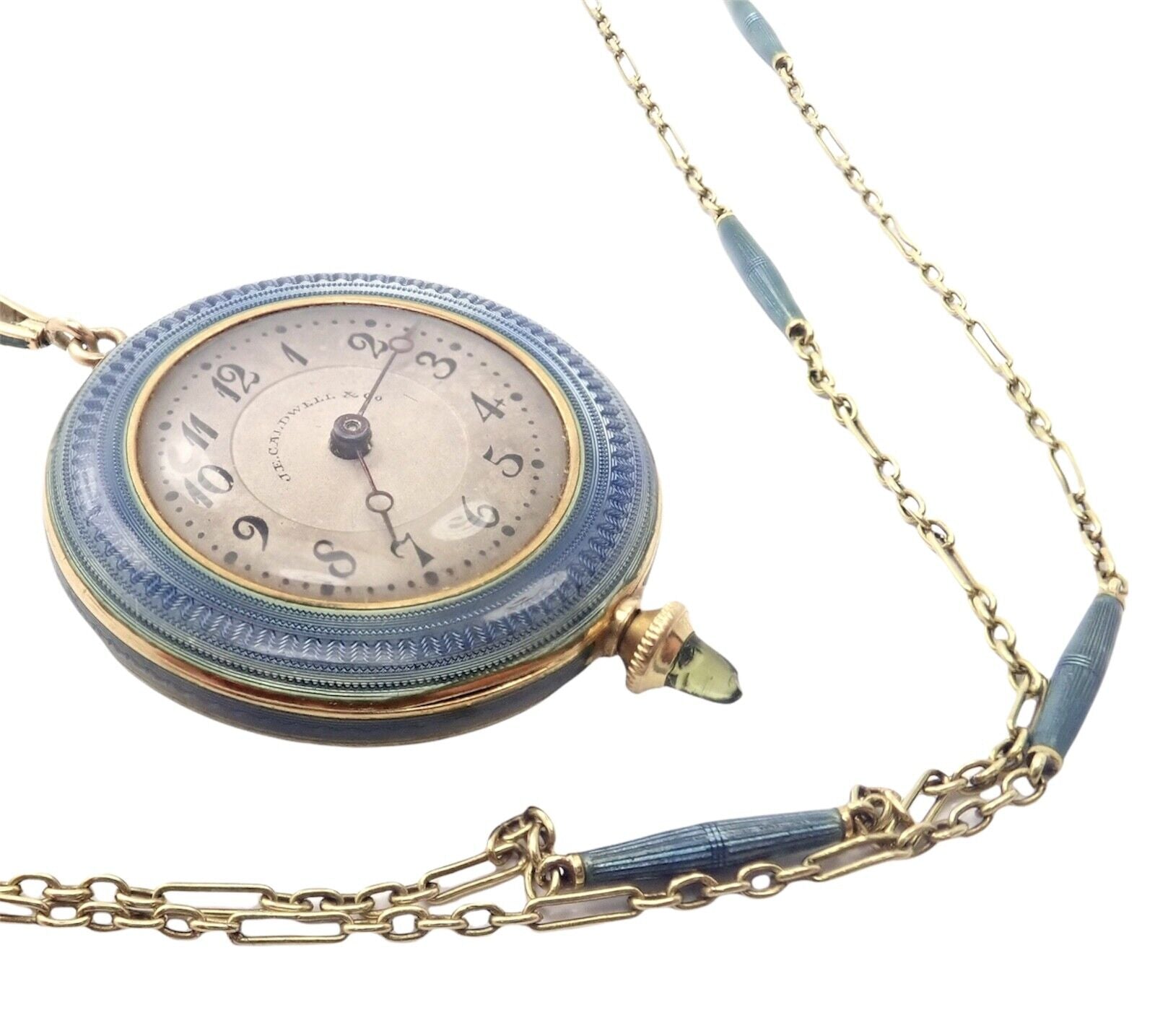 Tiffany & Co. Jewelry & Watches:Watches, Parts & Accessories:Watches:Other Watches Vintage JE Caldwell Longines 14k Yellow Gold Diamond Enamel 32" Pendant Watch